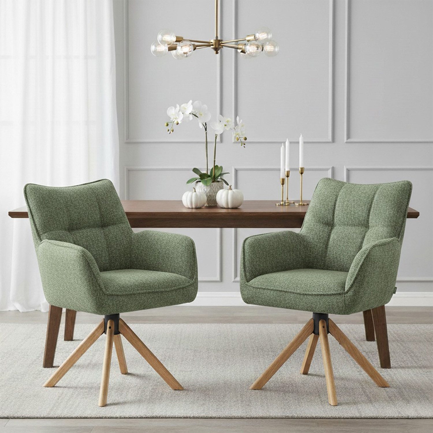 DUBI Möbel Polsterstuhl Mika-Ida 2er-Set, Federkern, Eiche geölt, 360° dreh günstig online kaufen