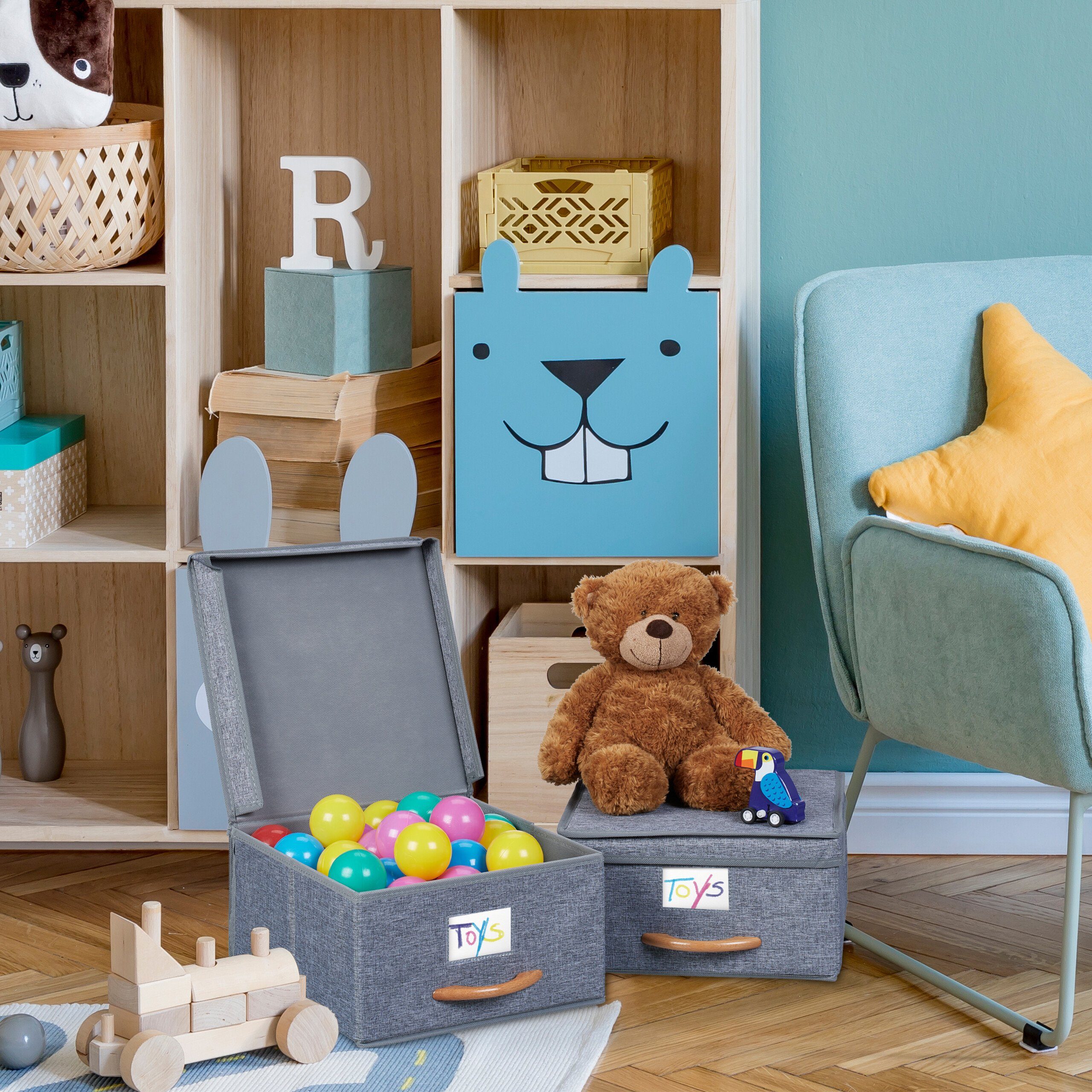relaxdays Aufbewahrungsbox mit Deckel 2er Set (2 St) – Bild 5 von 5