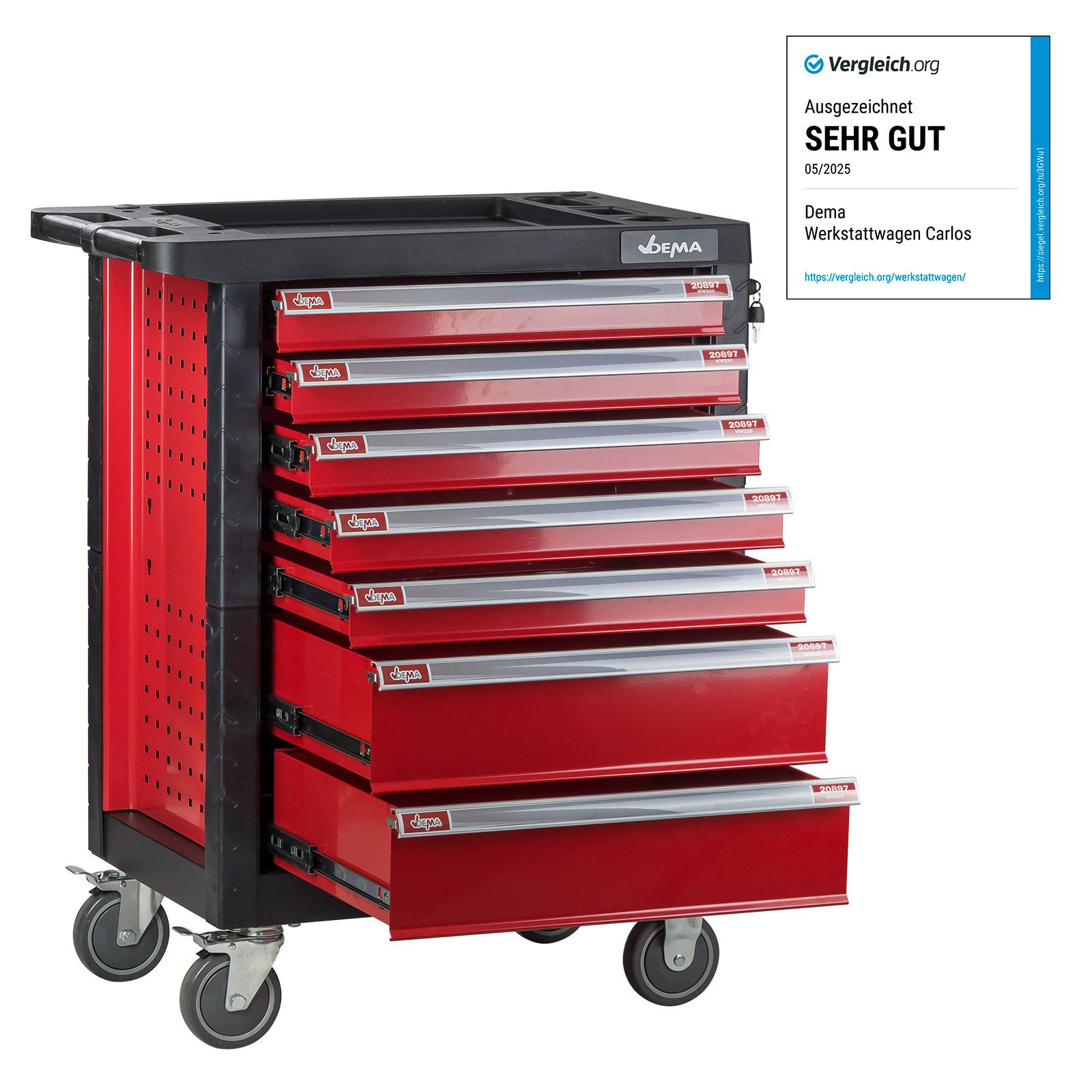 DEMA Werkzeugwagen / Werkstattwagen Carlos, 7 Schubladen, Leer (Vergleichss günstig online kaufen