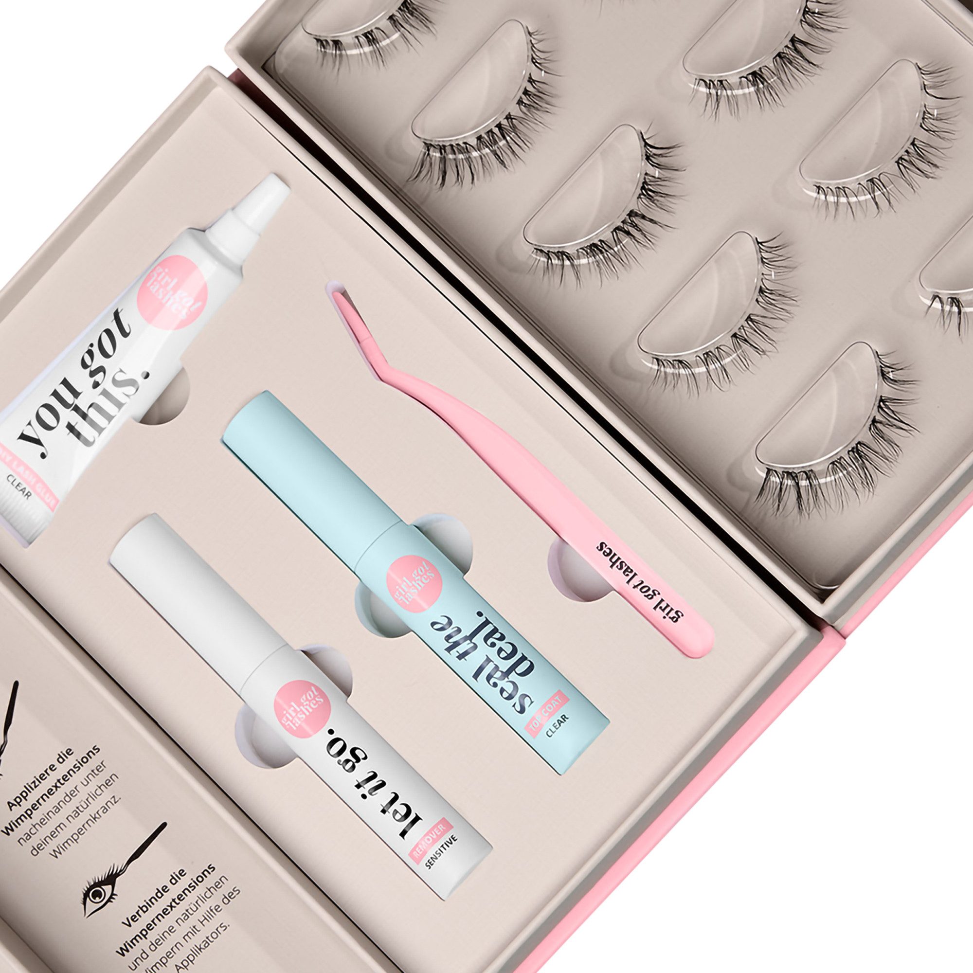 GirlGotLashes Bandwimpern Starter Set inkl. Wimpern, Kleber & Zubehör, großes Set, langanhaltender Halt für bis zu einer Woche