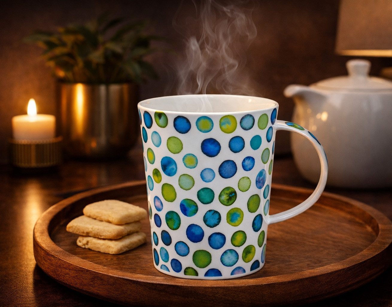 Dunoon Tasse Becher Cairngorm Cool Spots Fine Bone China Porzellan 480 ml Tasse, 1-tlg., Porzellan, Spülmaschinengeeignet