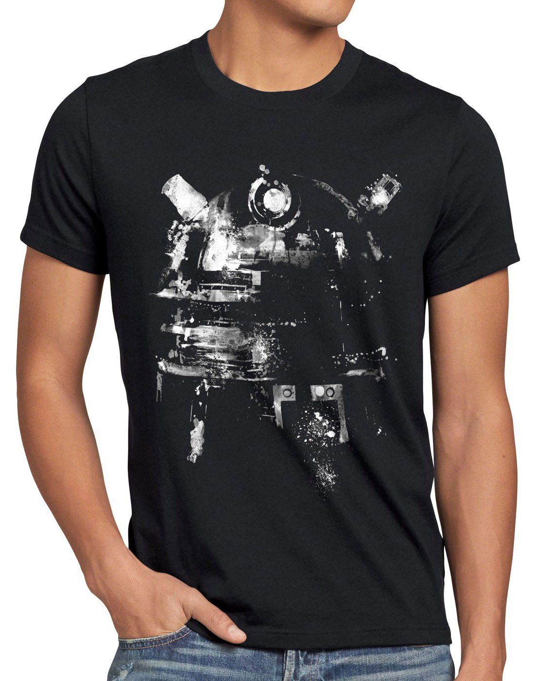 Herren dr police space box Print-Shirt T-Shirt time tardis who Dalek doctor gb style3 tv Herrschaft