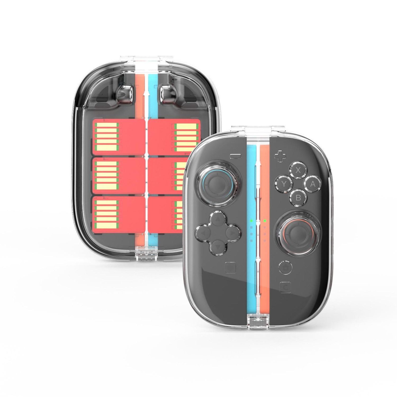 Wigento Handyhülle Für Nintendo Switch 2 Joy-Con Crystal Clear Hard Case mit 6 Slots, Kratzfest, Transparent, Stoßfest