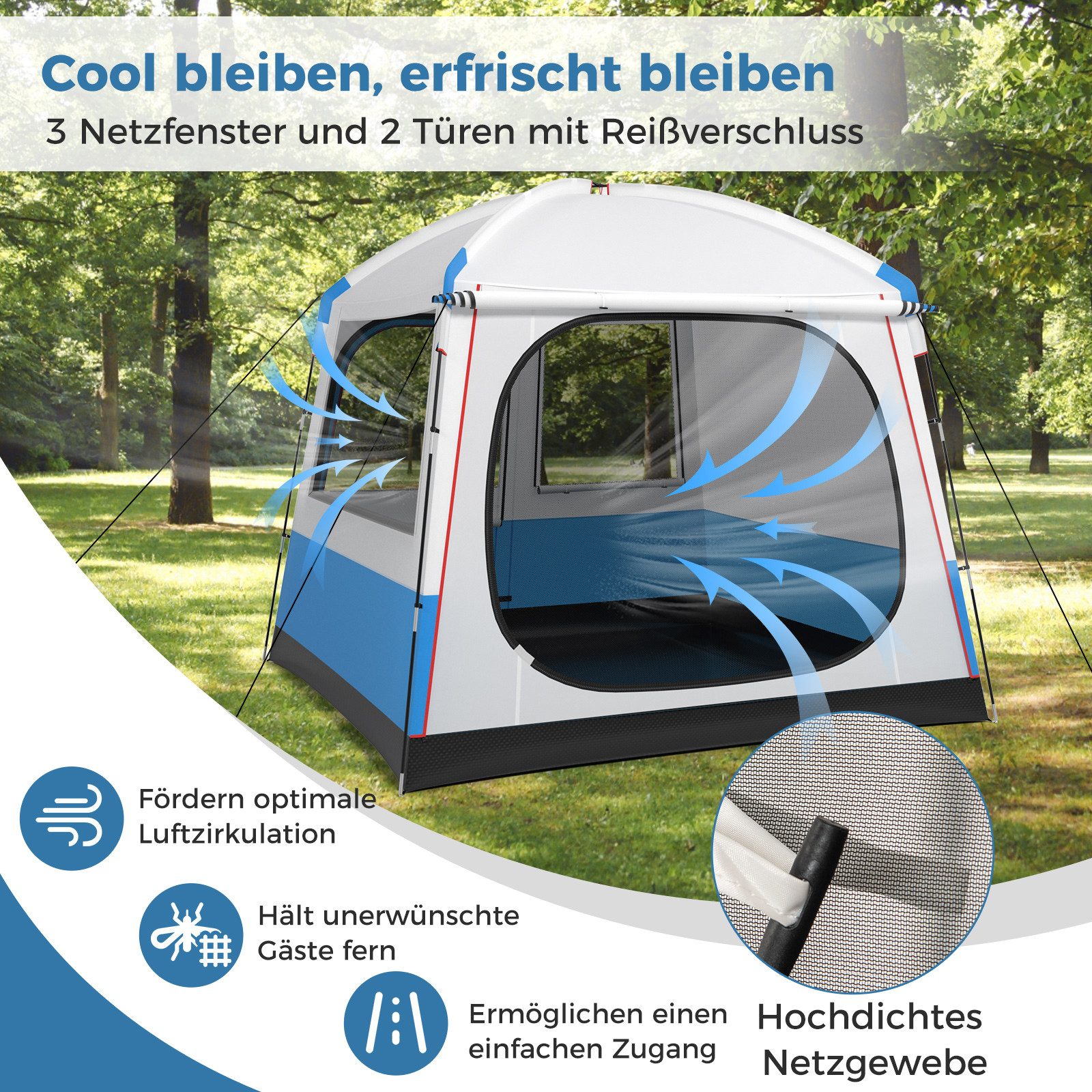 COSTWAY Kuppelzelt, Personen: 5, Campingzelt mit günstig online kaufen