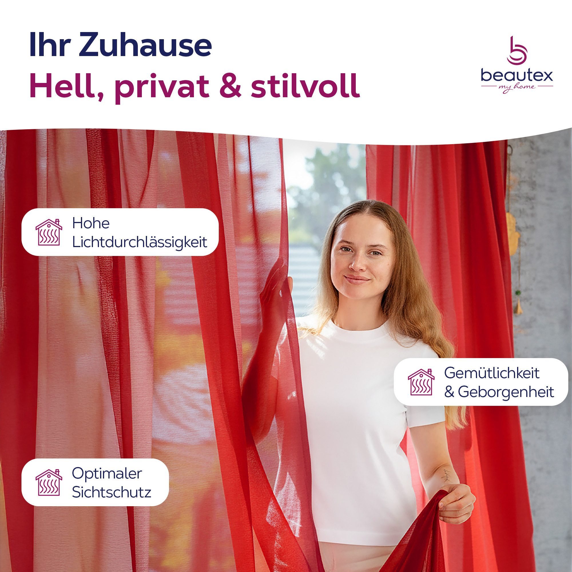 Beautex Gardine transparent Dolly, wählbar mit Kräusel- und Ösen- Aufhängung (1 St), Kräuselband, transparent