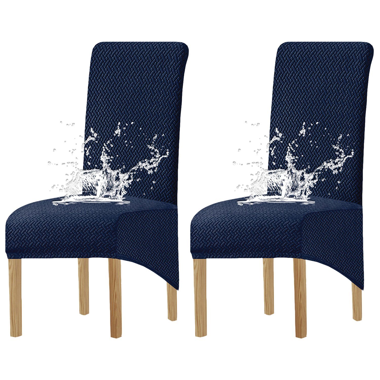 Stuhlhusse, HOMEIDEAS, Stretch Jacquard übergroß geflochtene Textur Stuhlbezug Blau