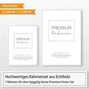 Hyggelig Home Bilderrahmen-Set Premium Fotorahmen Set – 7 hochwertige Holzbilderrahmen in weiß