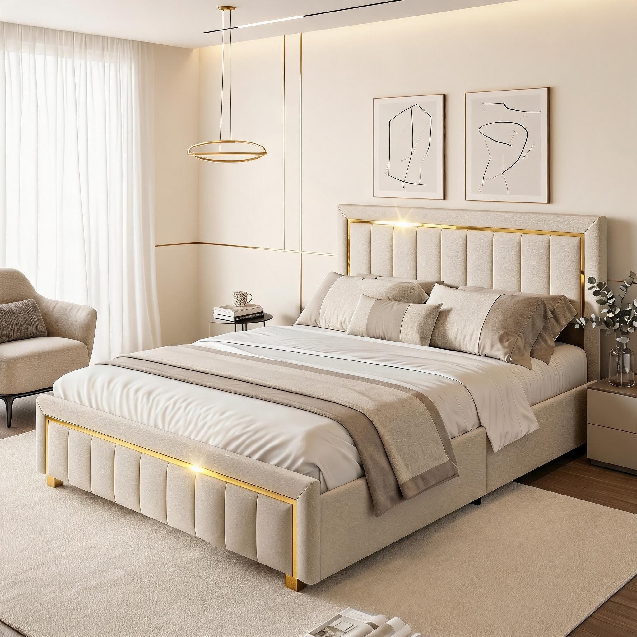 Simurq Polsterbett Polsterbett 160x200 cm Samt mit Bettkasten (Set, 1-tlg) (Stauraumbett Doppelbett 160x200 mit Lattenrost), Jugendbett Bettgestell 160x200 cm, Skandinavischer Luxusstil