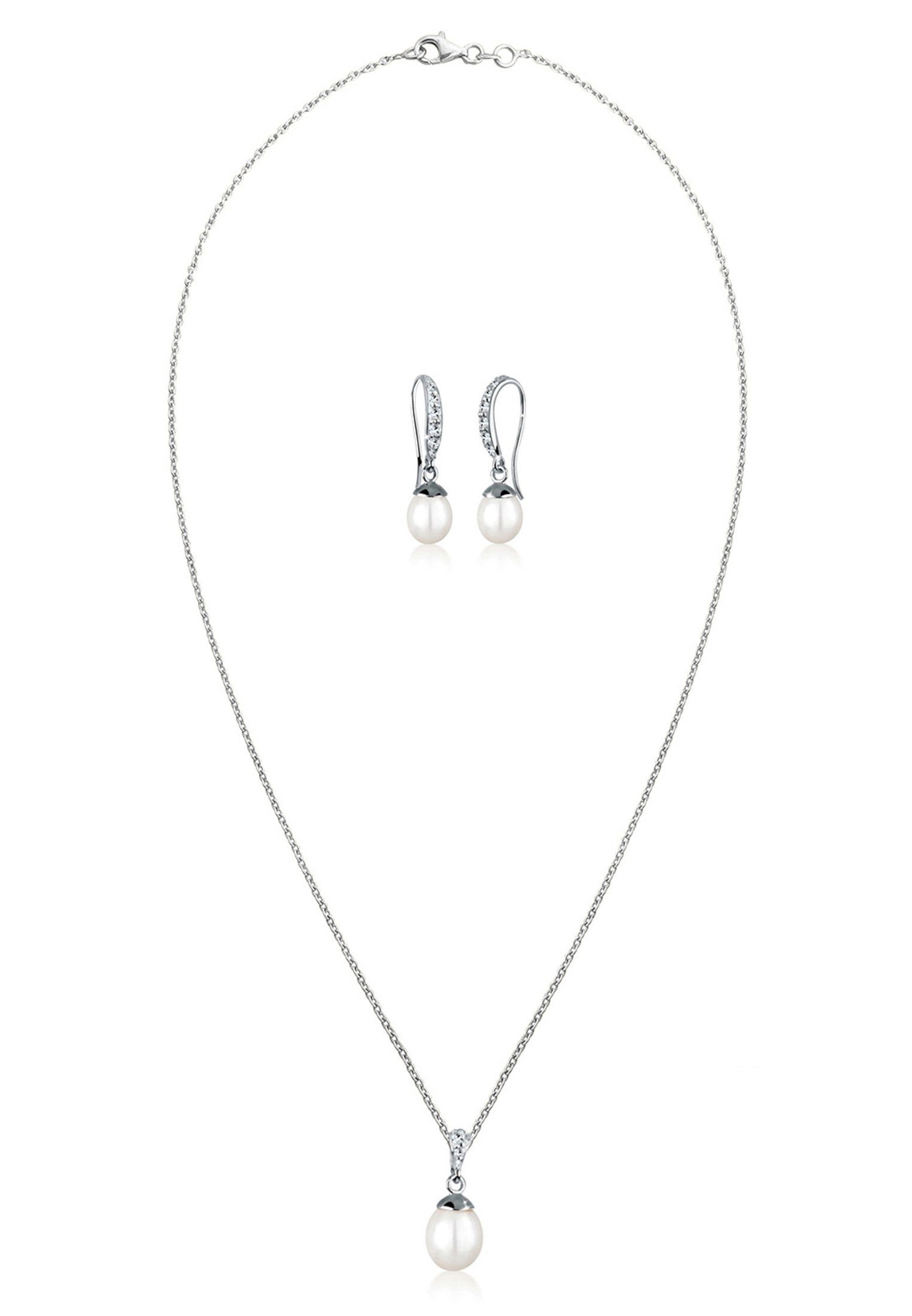 Elli Schmuckset Elegant Perle Kristalle 925 Silber