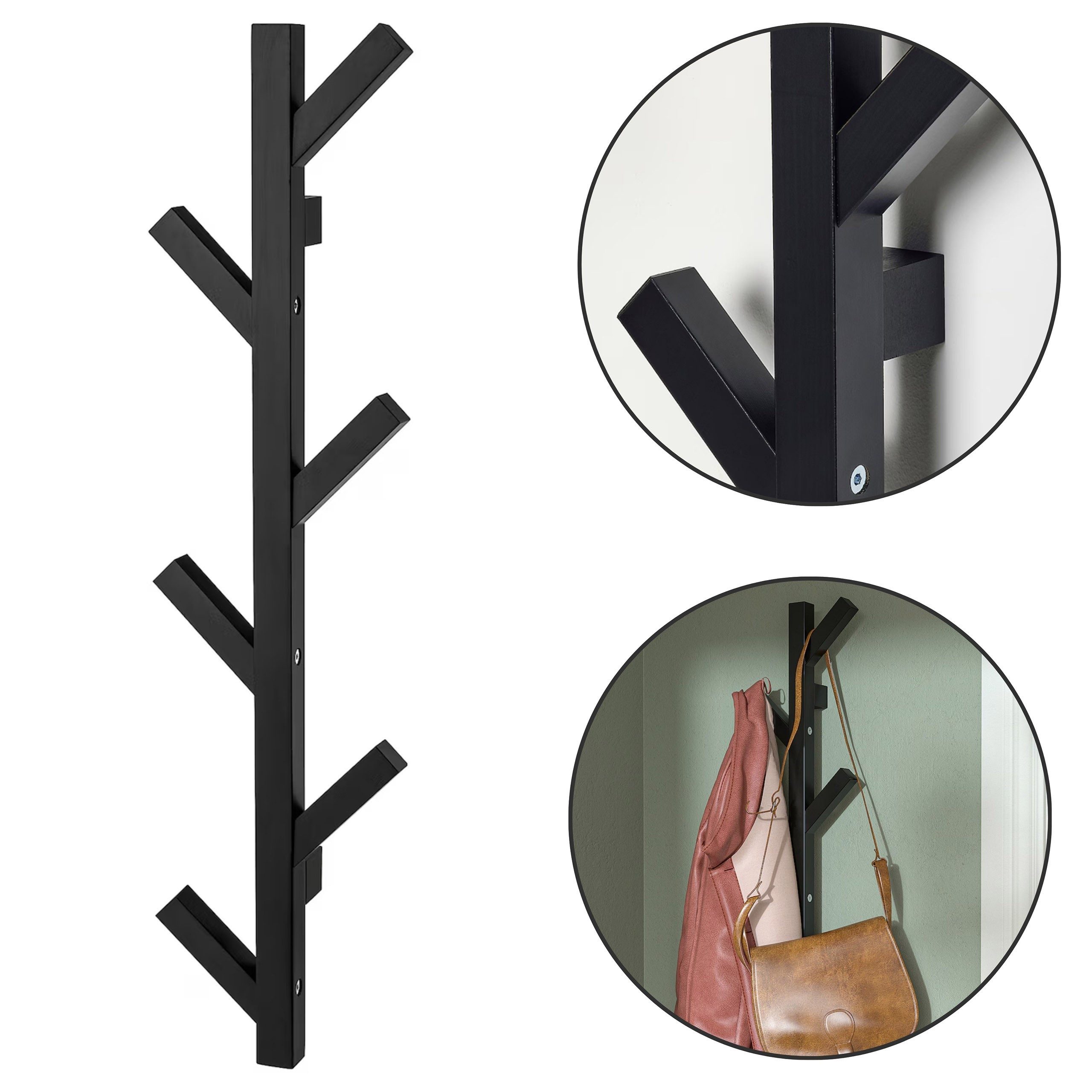 Sarcia.eu Hakenleiste TJUSIG Hakenleiste zur Wandmontage, schwarz, 78 cm