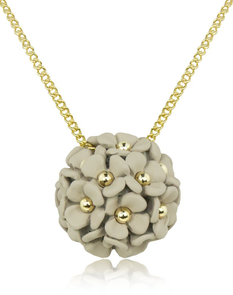 Valentinstagsgeschenk LUISIA Kette mit Anhänger Halskette "Mia" mit Blüten Kugel (inkl. Schmuckbox), 16 Karat vergoldet, braun, Sand