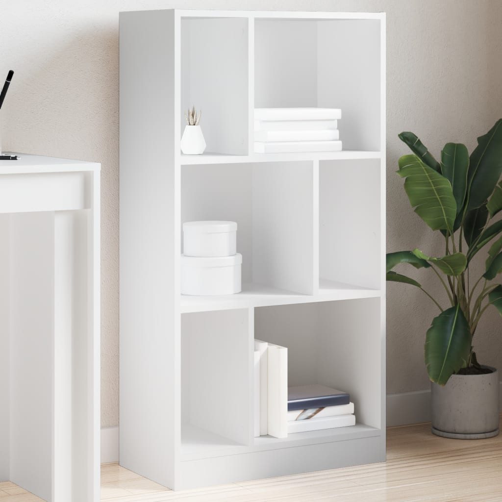 furnicato Bücherregal Weiß 57 x 28,5 x 107,5 cm mit 6 Fächern, 1-tlg., Stabiles Standregal mit Trennwänden für Ordnung im Büro oder Home