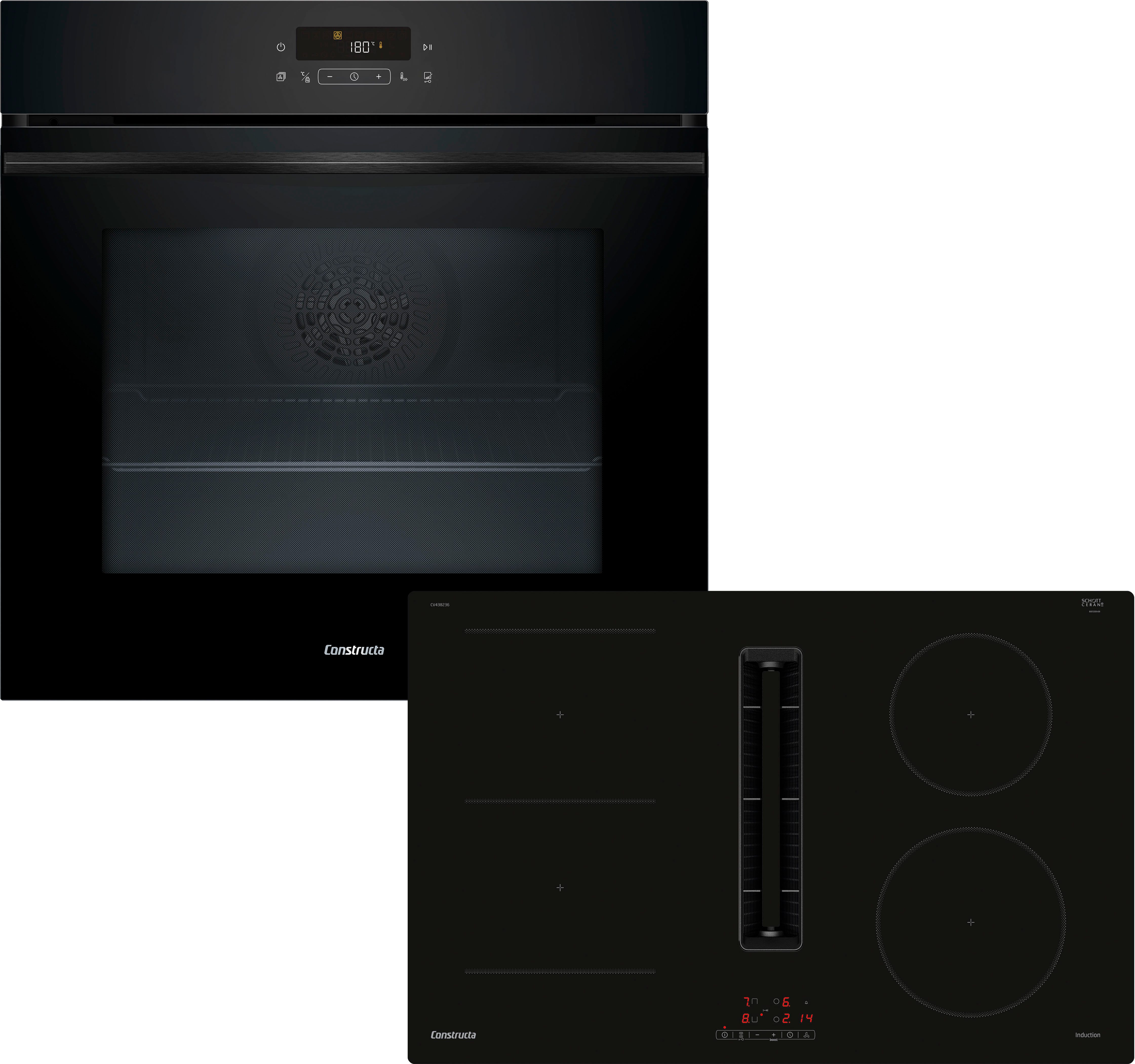 Constructa Backofen-Set CX5PM802, mit Teleskopauszug nachrüstbar, Pyrolyse-Selbstreinigung
