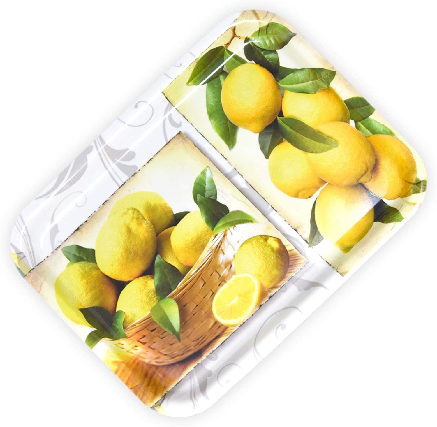 cm gelb (1-tlg), weiß Lashuma Kaffeetablett Zitrusbaum, 31x23 Melamin Tablett
