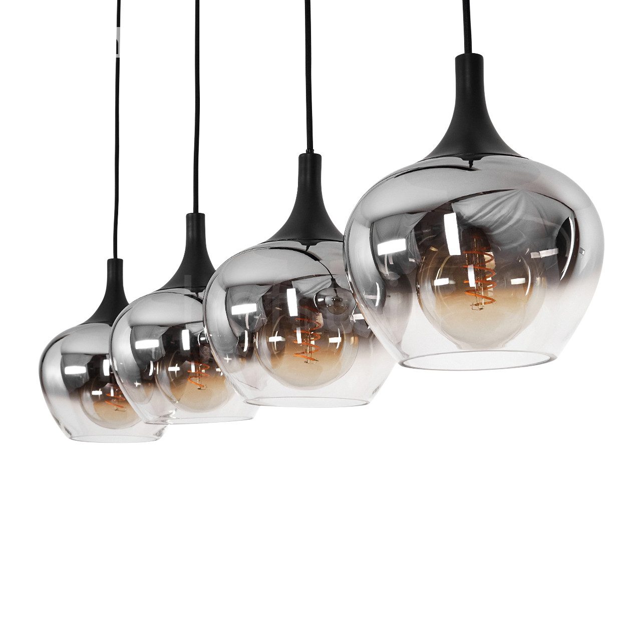 hofstein Hängeleuchte »Saltusio« Hängelampe aus Metall/Glas in Schwarz/Rauc günstig online kaufen