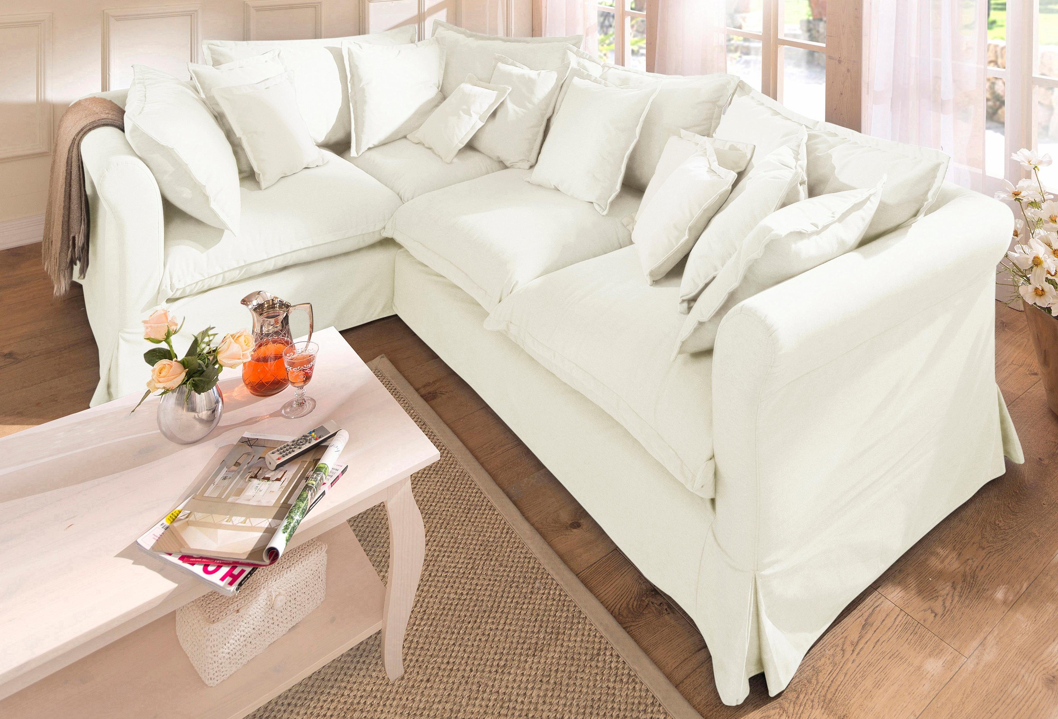 Home affaire Ecksofa Luise L-Form, mit vielen losen Kissen und abnehmbarer Husse