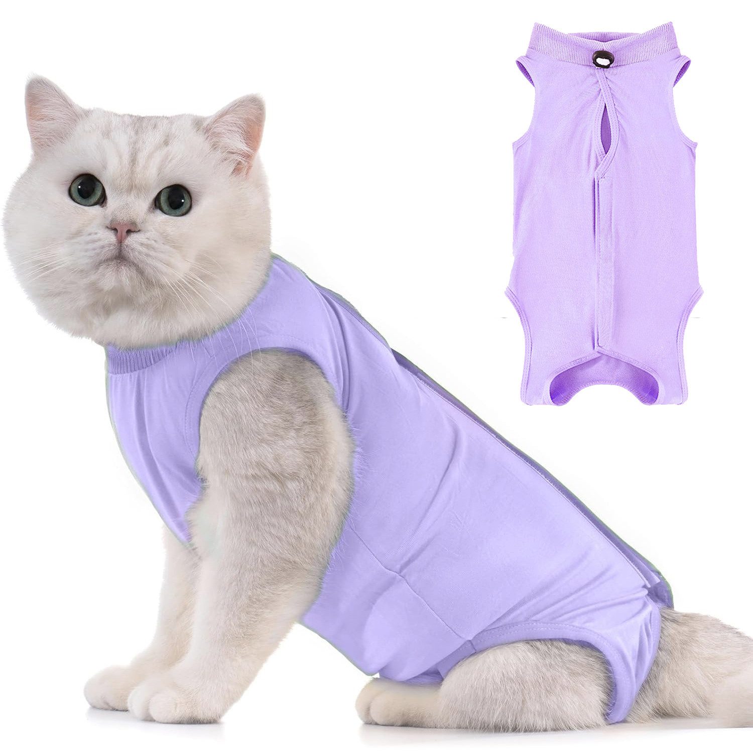 Ledander Tiermantel Katzen-Bodysuit für OP-Genesung & Kastration, Atmungsaktive Modal-Kleidung für Wunden, Hautschutz & Absetzen