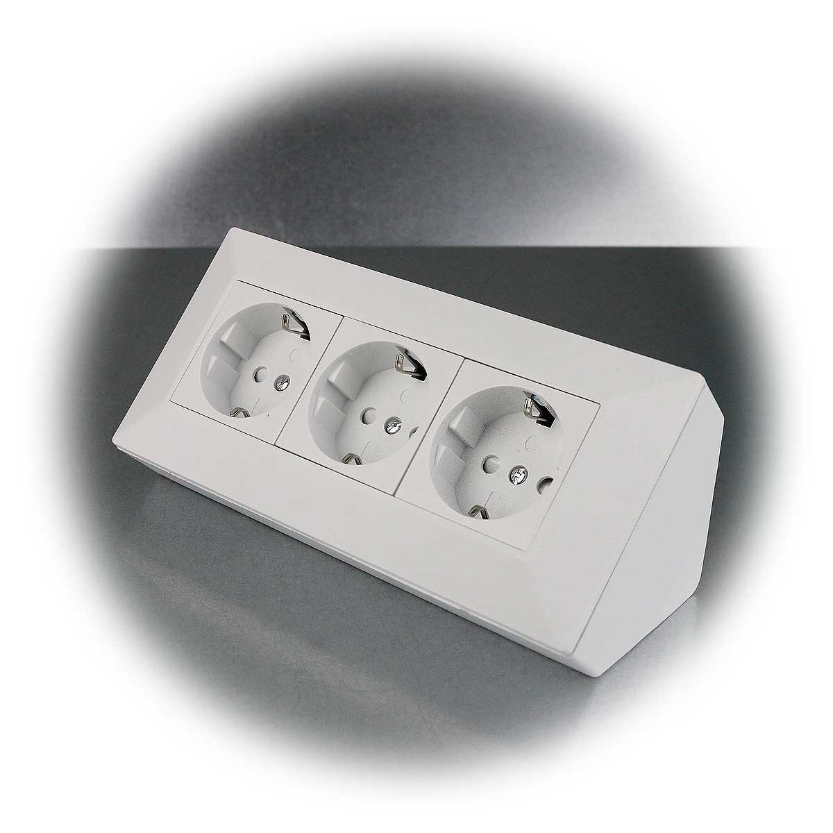 ChiliTec Aufputz-Steckdose 3-fach Aufbau-Steckdosenblock weiß matt 250V~/ 16A – Bild 5 von 5