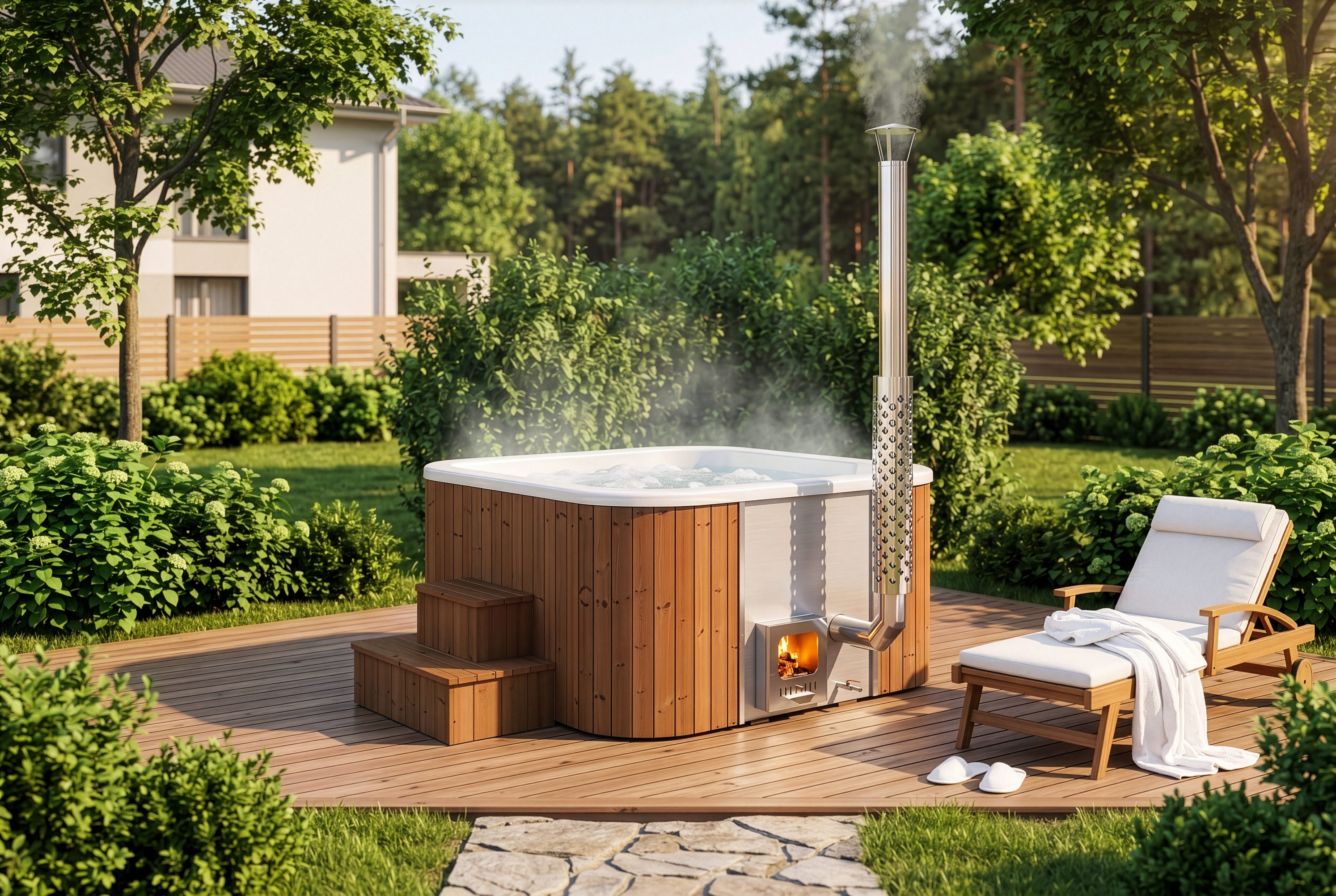 FinnTherm Badebottich ScandiTub Premium Spa Edition, in Weiß