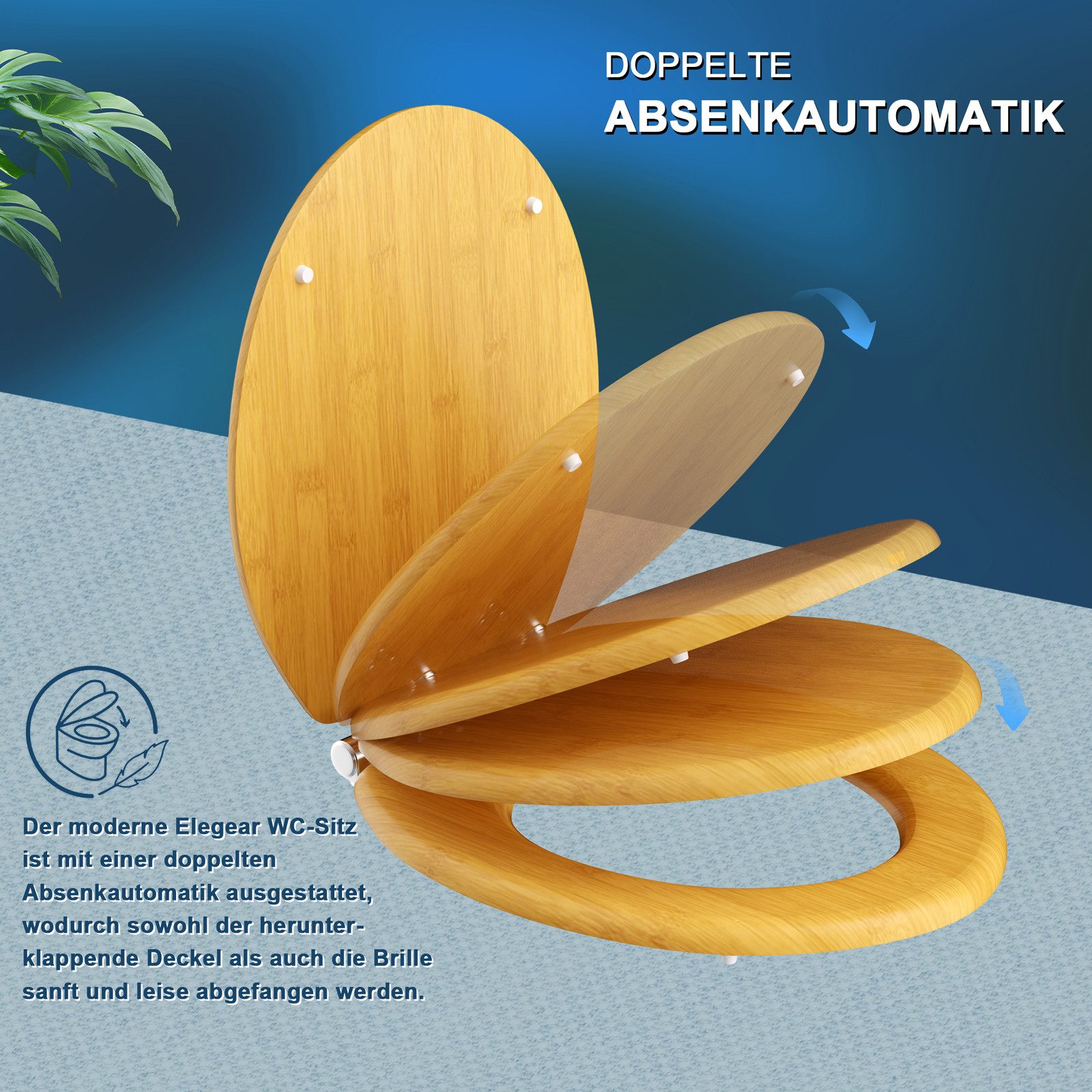 Elegear WC-Sitz Mehrere Stile, toilettendeckel mit absenkautomatik, einfache Montage (1-St), Hochwertige Toilettensitz aus MDF, abnehmbar klodeckel, Quick-Release