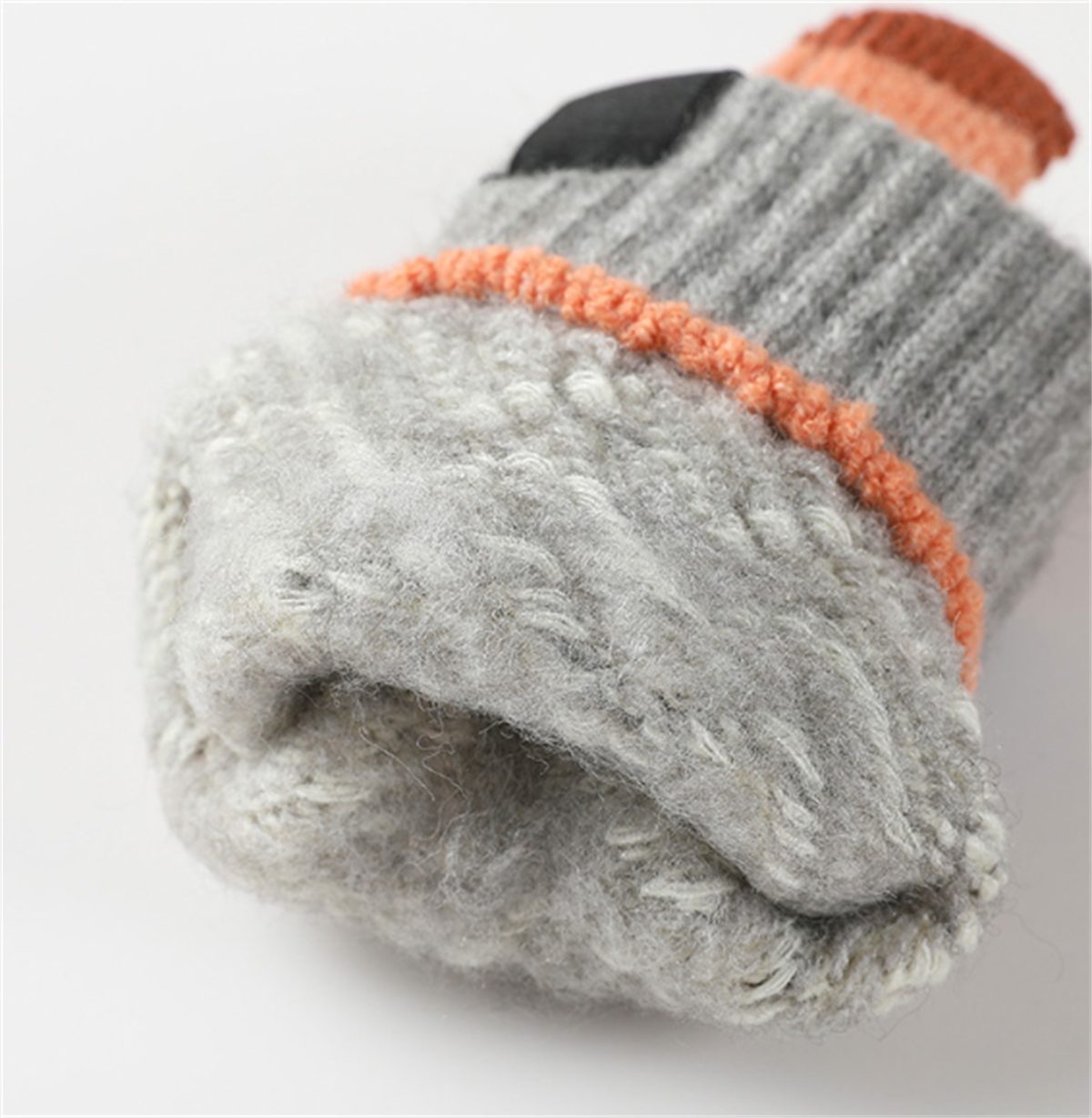 carefully Warme selected Strickhandschuhe Farbblockierung mit Touchscreen grauorange Winter-Strickhandschuhe und