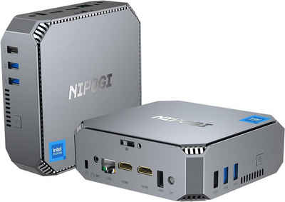 NiPoGi Mini-PC (Intel Lake-N100 N100, ‎Intel UHD-Grafik 4K UHD Triple Display, 16 GB RAM, 1024 GB SSD, Mikrocomputer Mini-Desktop Compute leiser Mini-PC klein kleiner PC)