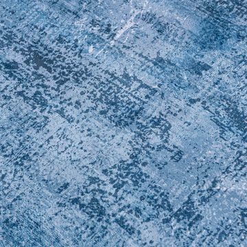 Designteppich Modern Rund Teppich Wohnzimmerteppich Abstrakt Blau, Mazovia, 120 x 120 cm, Fußbodenheizung, Allergiker geeignet, Rutschfest