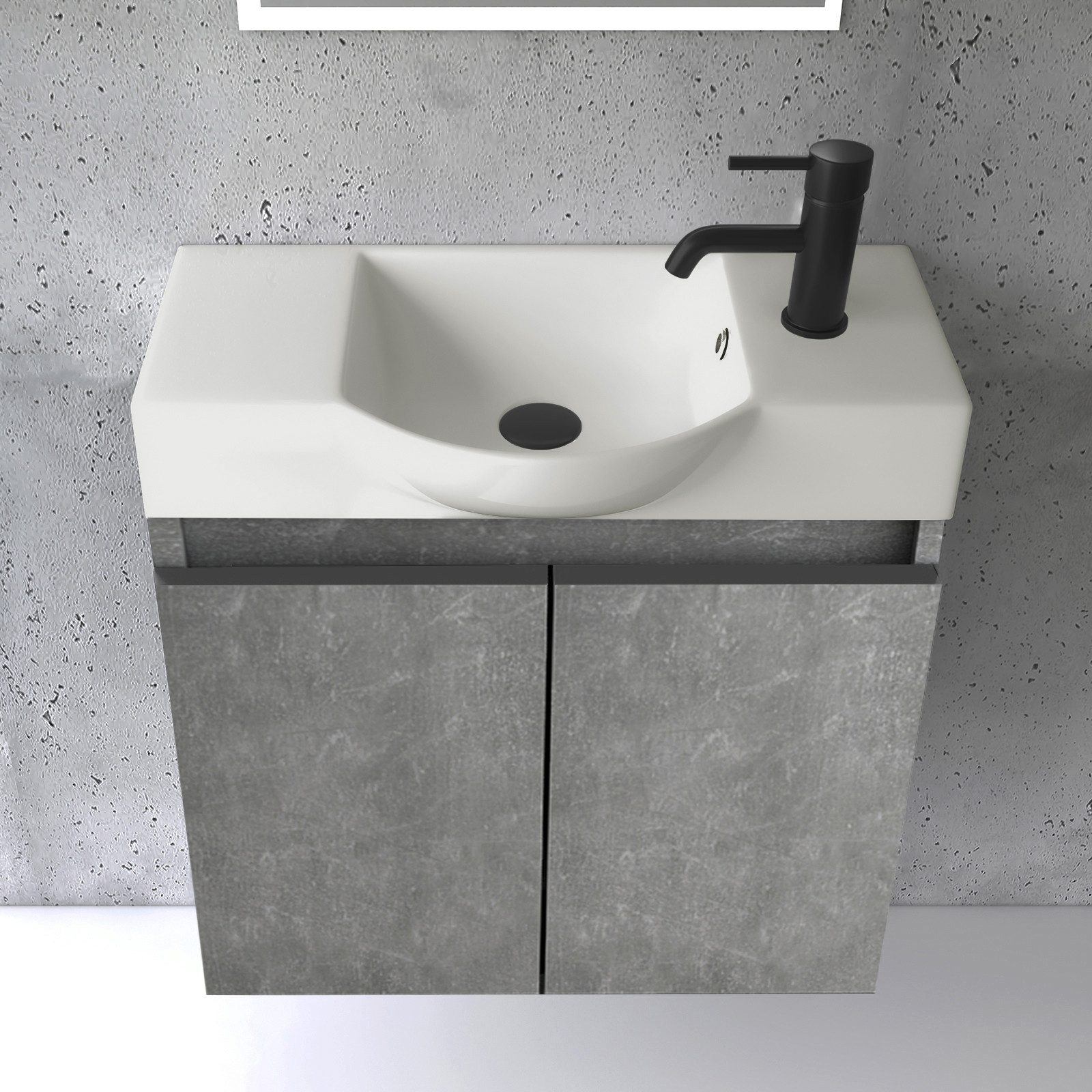 Alpenberger Badmöbel-Set Gäste WC Waschbecken mit Unterschrank 55 cm Breit, günstig online kaufen