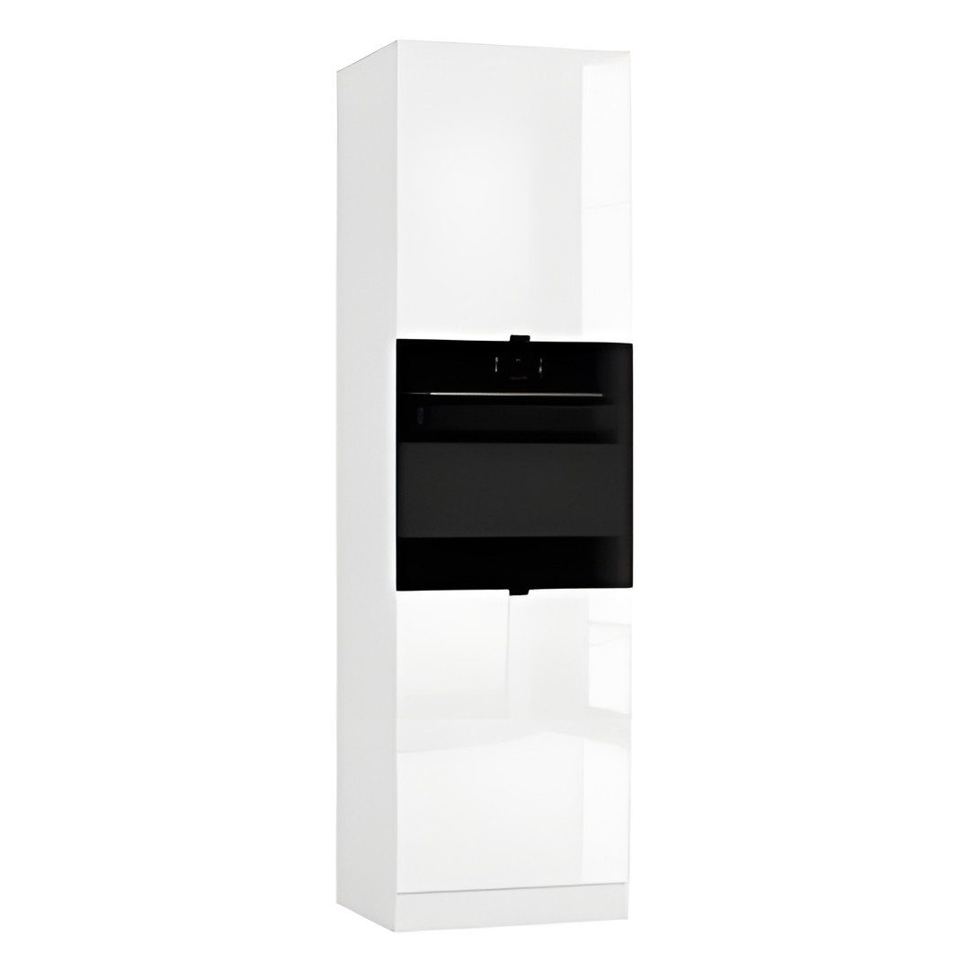 ROYAL24_MARKT Mikrowellenumbauschrank D60PK/2133 P/L - AVELORA - Stilvolles Küchenelement (Küche Mikrowellenumbauschrank, 1-St., Premium - AVELORA) 213,3 cm hoher Hochschrank mit weißen Hochglanzfronten