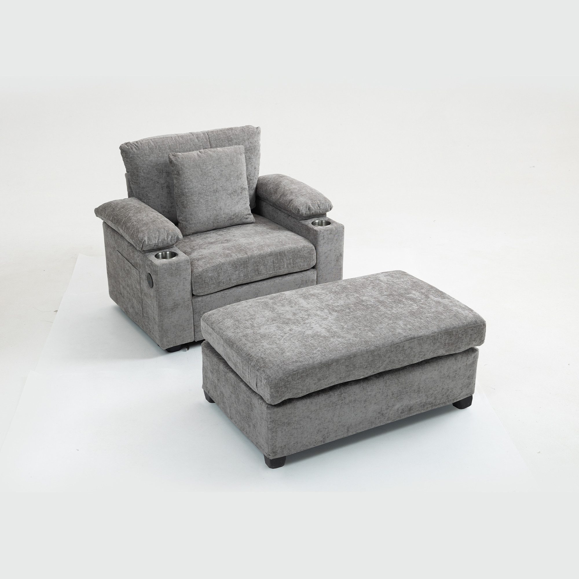 Bellaro Life 1,5-Sitzer Polstersessel mit Hocker, USB, Getränkehaltern, Stauraum