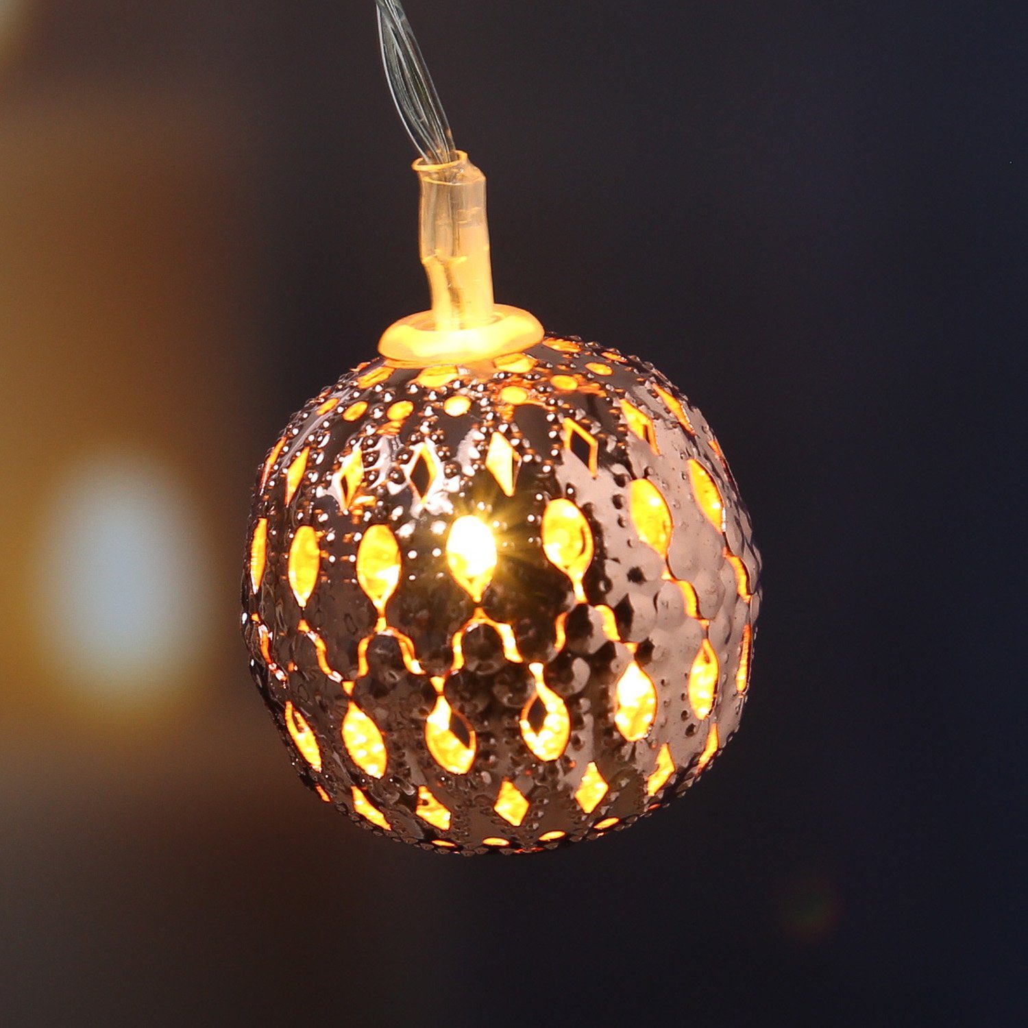 MARELIDA 8-flammig LED-Lichterkette LED orientalisch Kugeln Metallbälle 8 Lichterkette Deko marokkanisch,