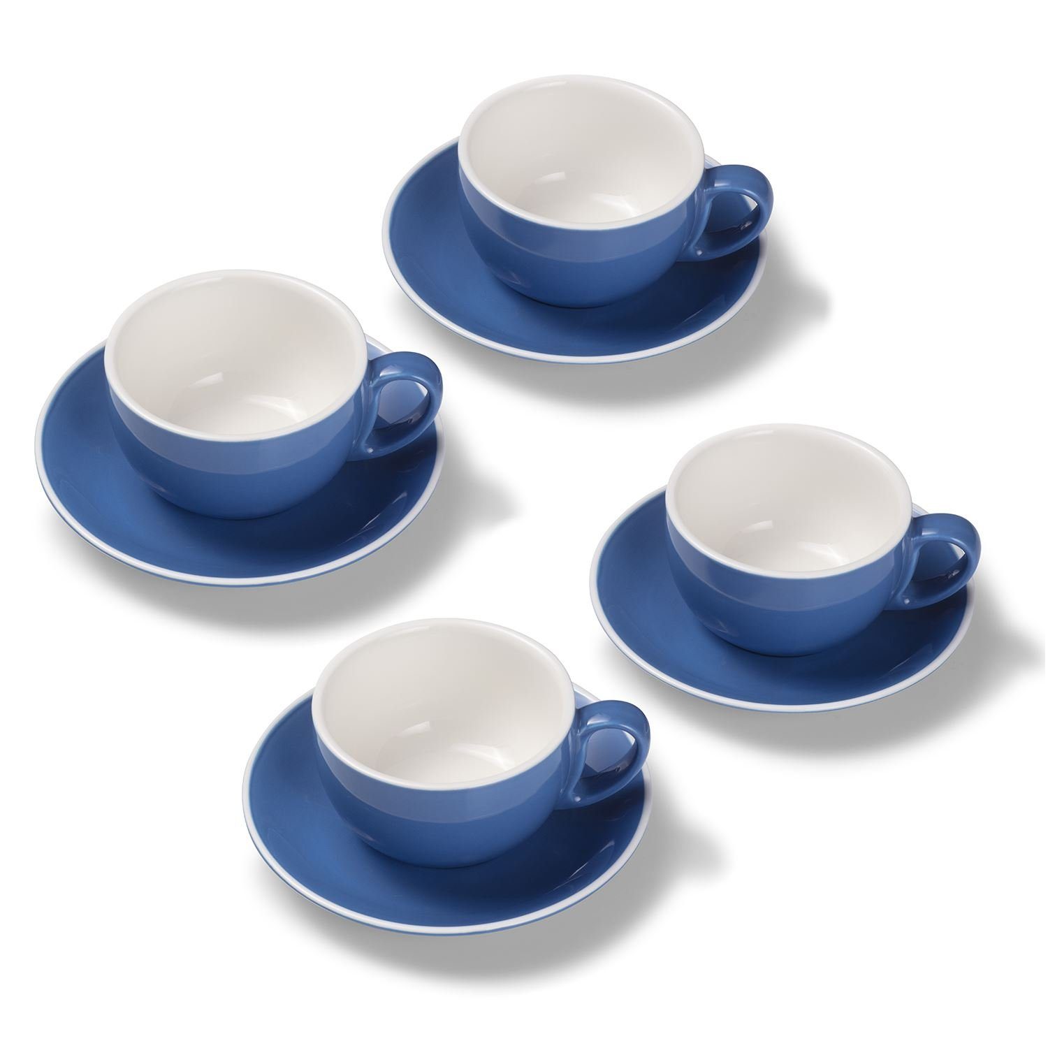 Terra Home Tasse Terra Home 4er Milchkaffeetassen-Set, Blau glossy, Porzellan