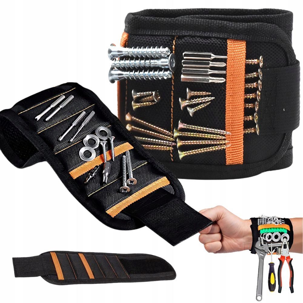 VERK GROUP Magnethalter Magnetarmband für Schrauben Nägel Bits Werkzeug Armband (1-St), Mit Magneten, Klettverschluss