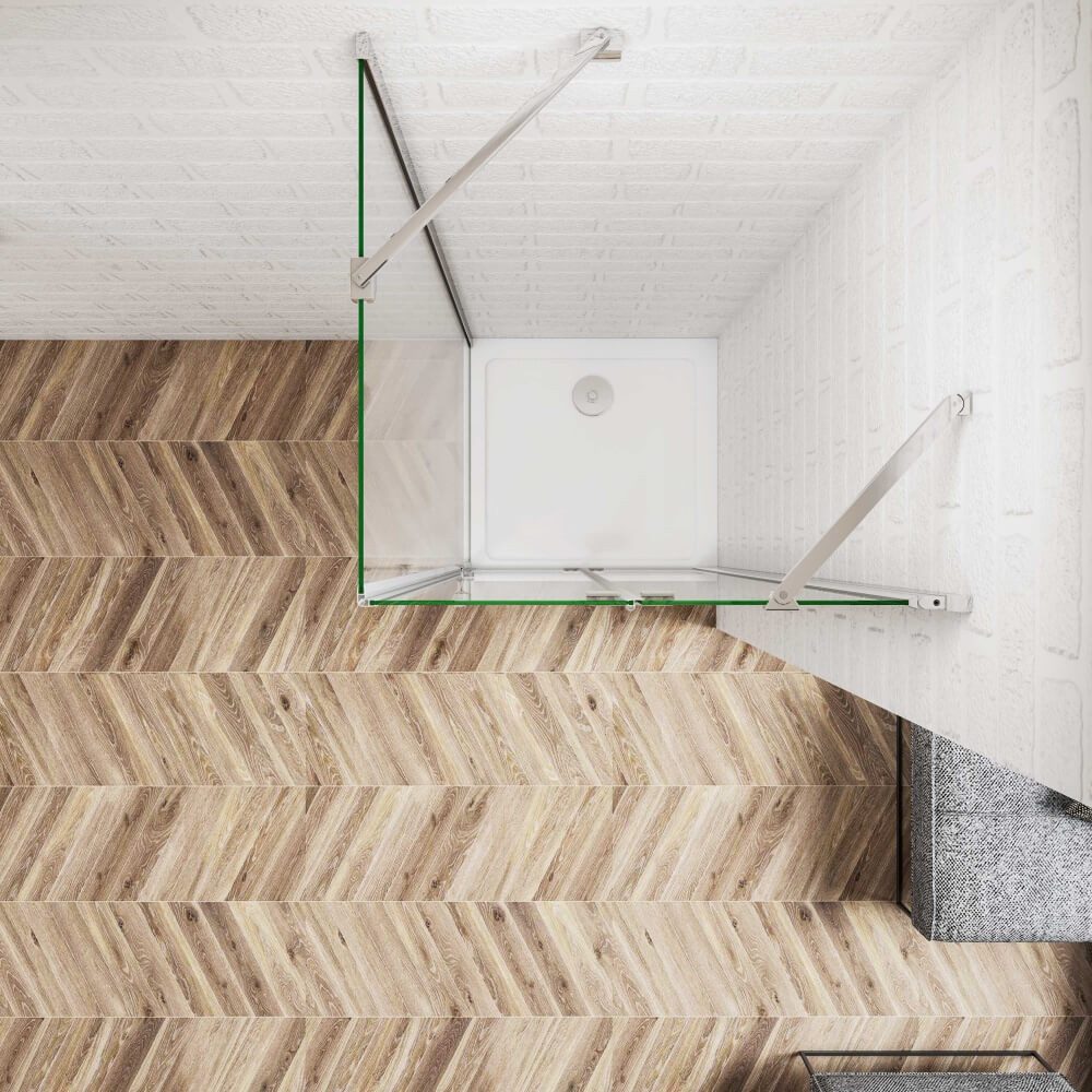 AICA Dusch-Falttür 185cm Chrom Scharniertür Duschtür Drehtür Duschkabine mit Seitenwand, 80x185 cm, Einscheibensicherheitsglas,Sicherheitsglas