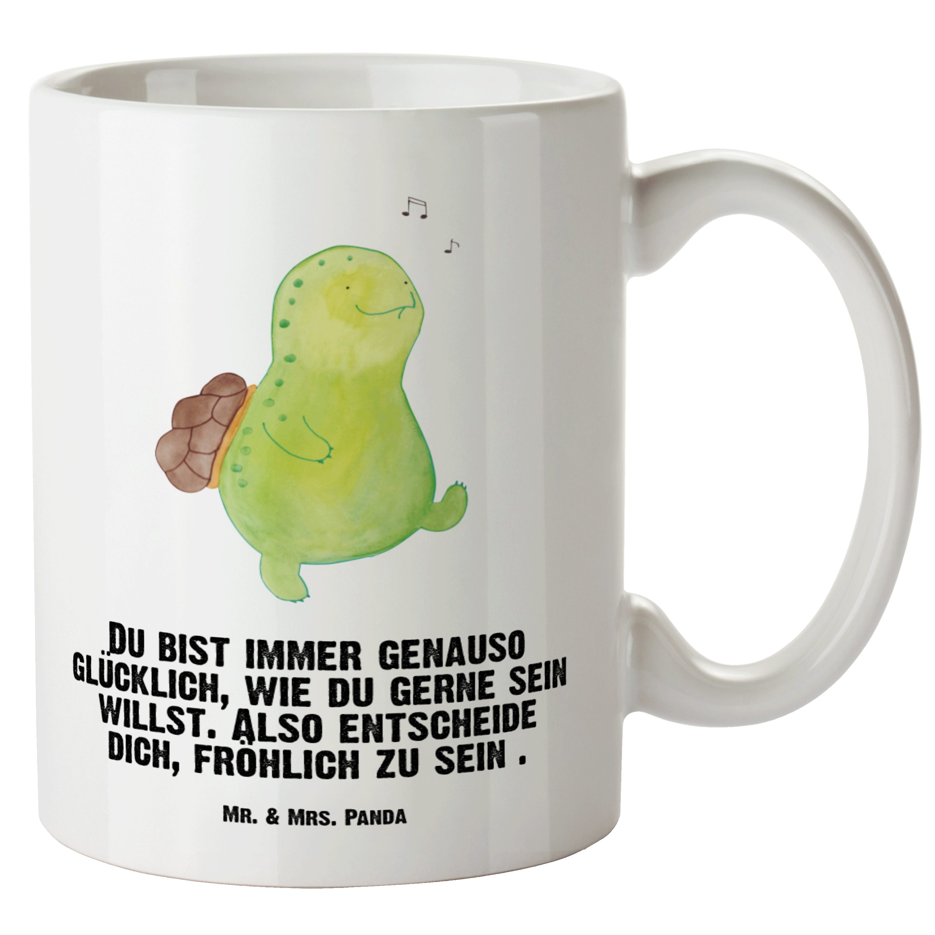 Mr. & Mrs. Panda Tasse Schildkröte pfeift - Weiß - Geschenk, fröhlich, Grosse Kaffeetasse, N, XL Tasse Keramik