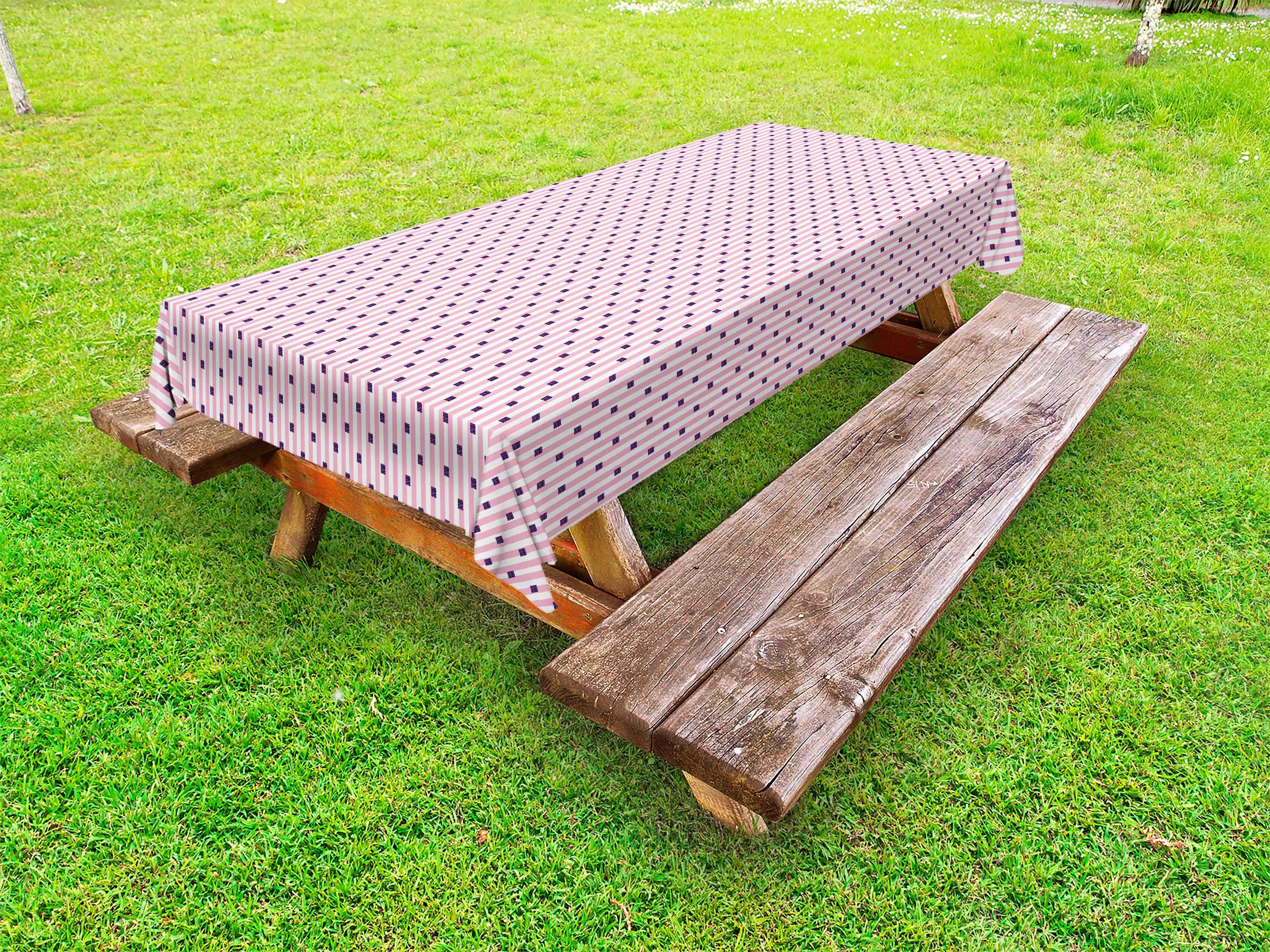 Abakuhaus Tischdecke dekorative waschbare Picknick-Tischdecke, Modern Girly Streifen und Quadrate