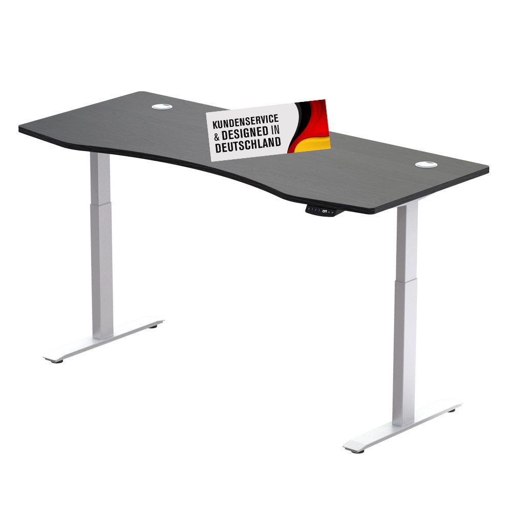 PROMAFIT Arbeitstisch Schreibtisch mit elektrischer Höhenverstellung (Set, 1-St), Tischplatte 180 oder 150 cm & 3 Memory Funktionen schwarz | Weiß | Schwarz | Tische