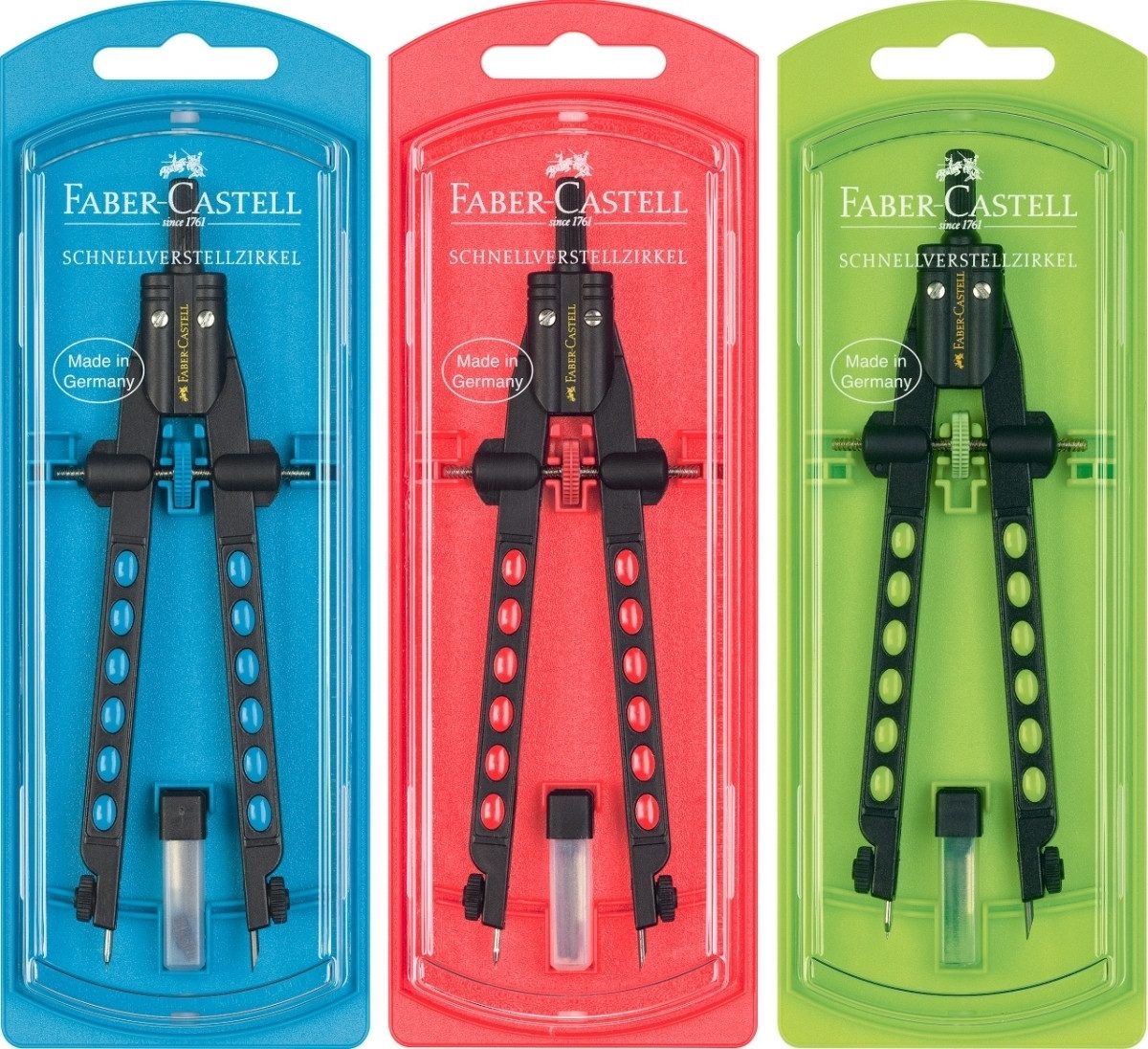 Faber-Castell Zirkel Schnellverstellzirkel Factory neon farbig sortiert