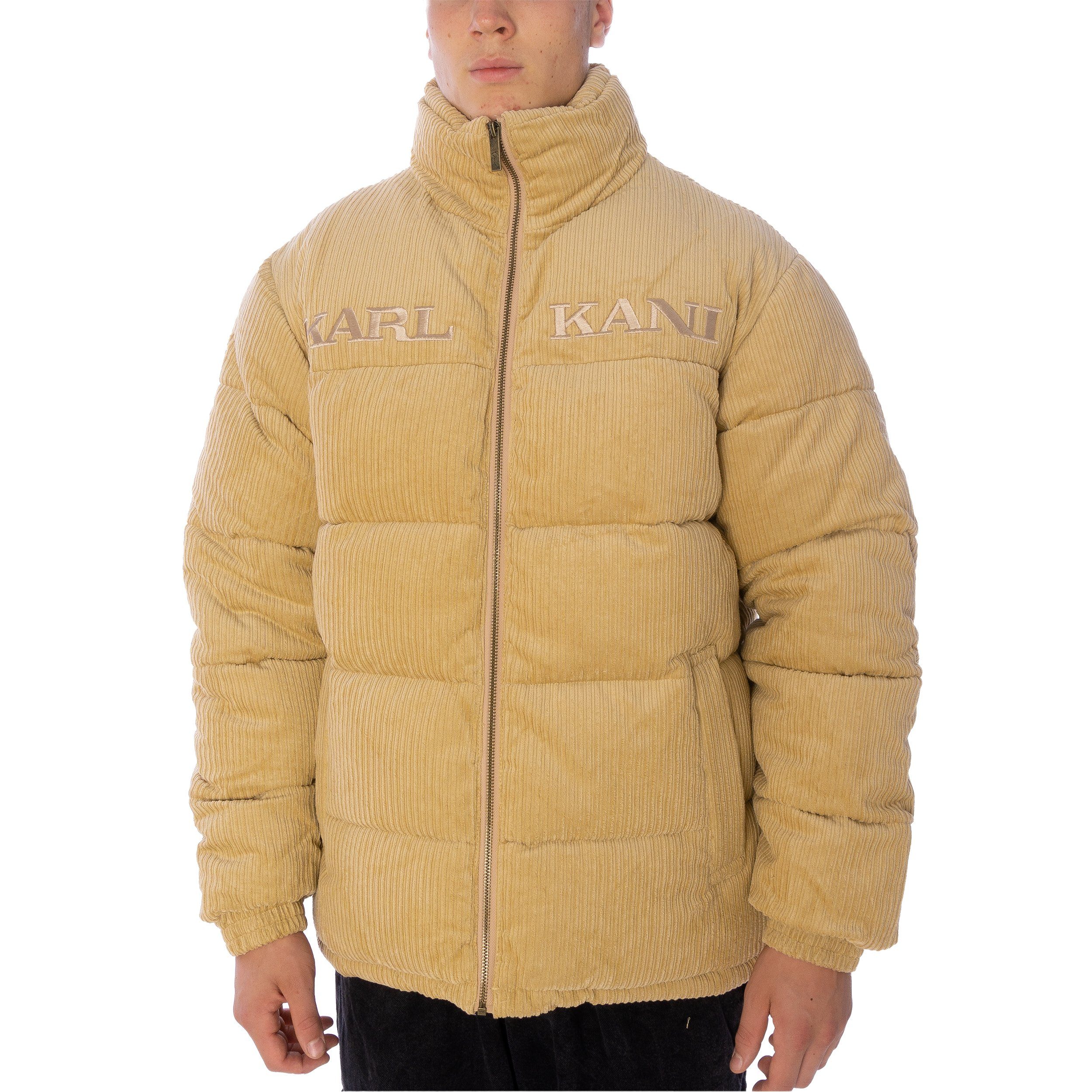 Karl Kani Winterjacke Karl Kani Retro Corduroy Puffer Jacke Herren  Winterjacke sand (1-St), "Karl Kani" Logo-Stitch auf der Vorderseite