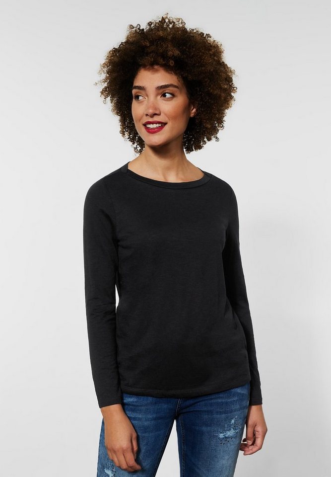 STREET ONE Langarmshirt im Basic-Style, U-Boot Ausschnitt