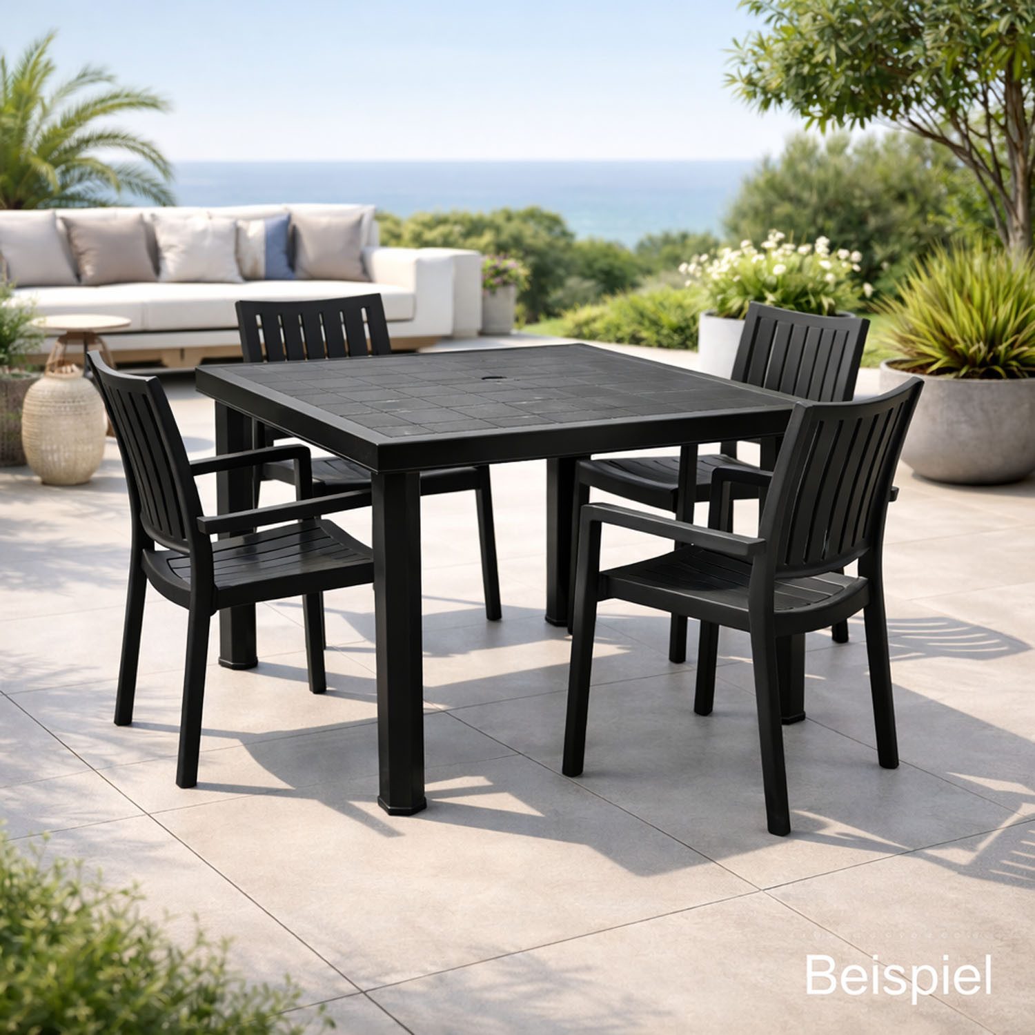 Mojawo Küchentisch Gartentisch Terrassentisch Outdoor Tisch Anthrazit L80xB75xH72cm