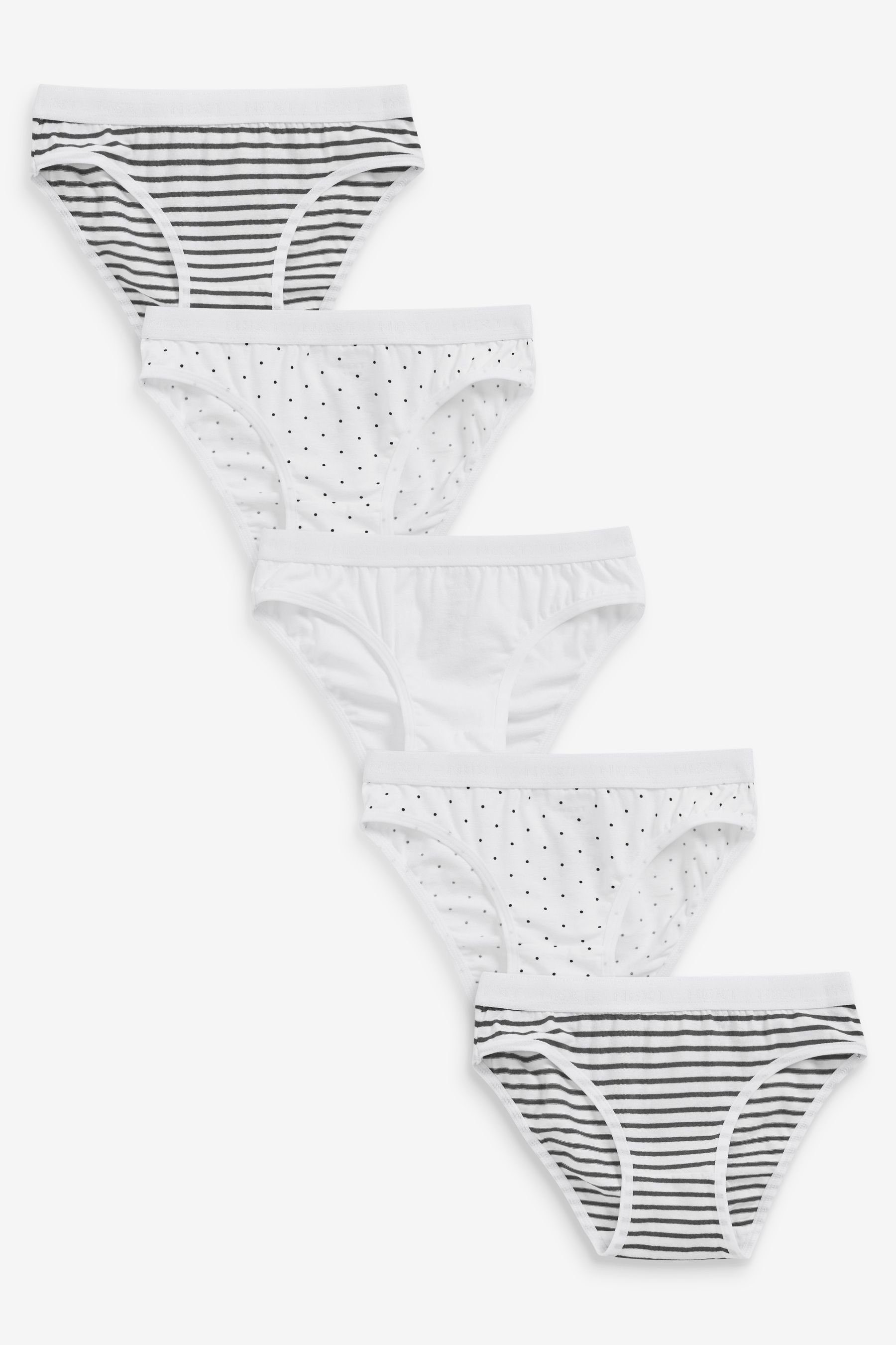 Next Bikinislip Bikini-Slips mit Punkten und Sternen, 5er-Pack (5-St) White/Black