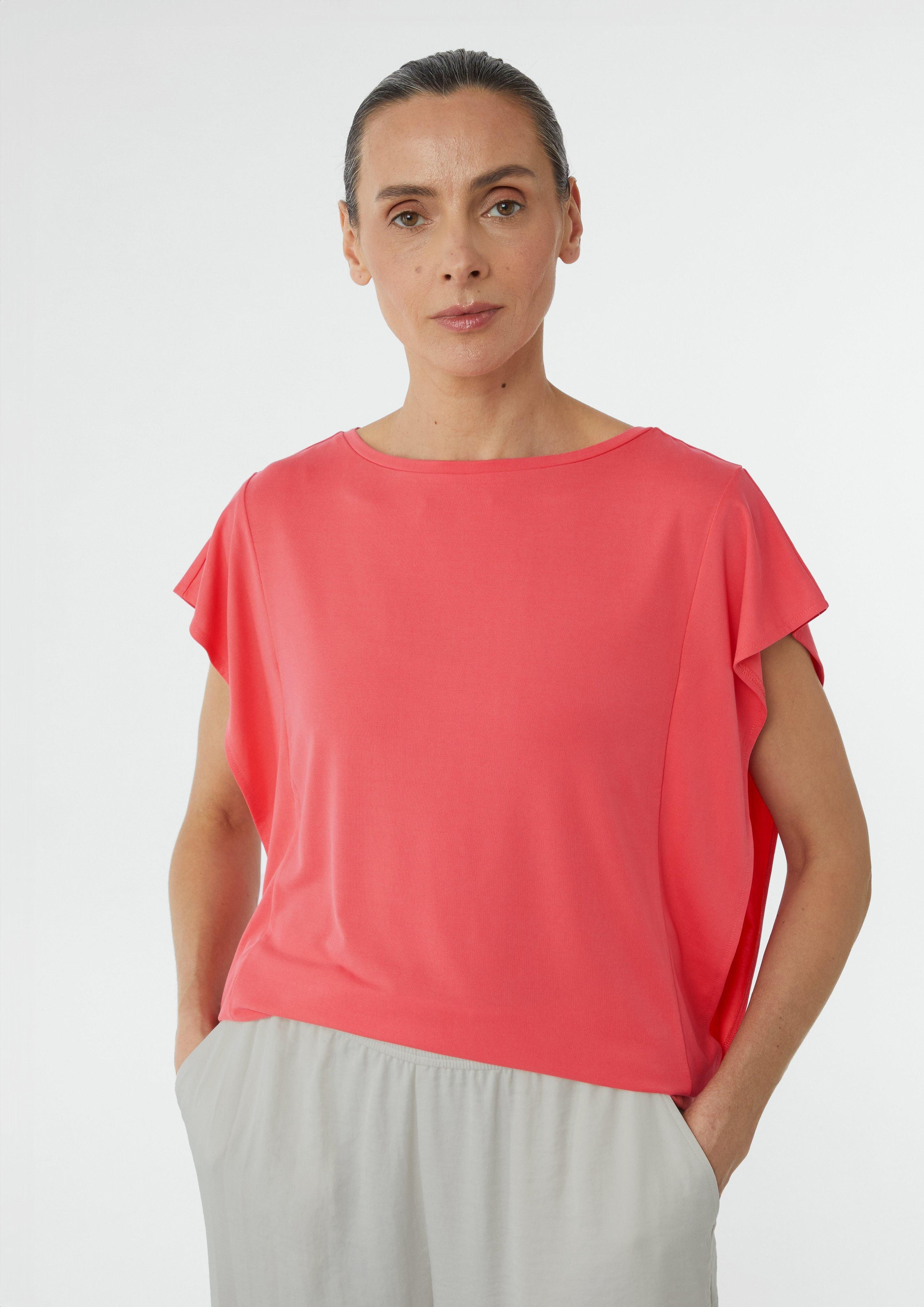 Comma Kurzarmshirt Jersey-Shirt mit Volant günstig online kaufen