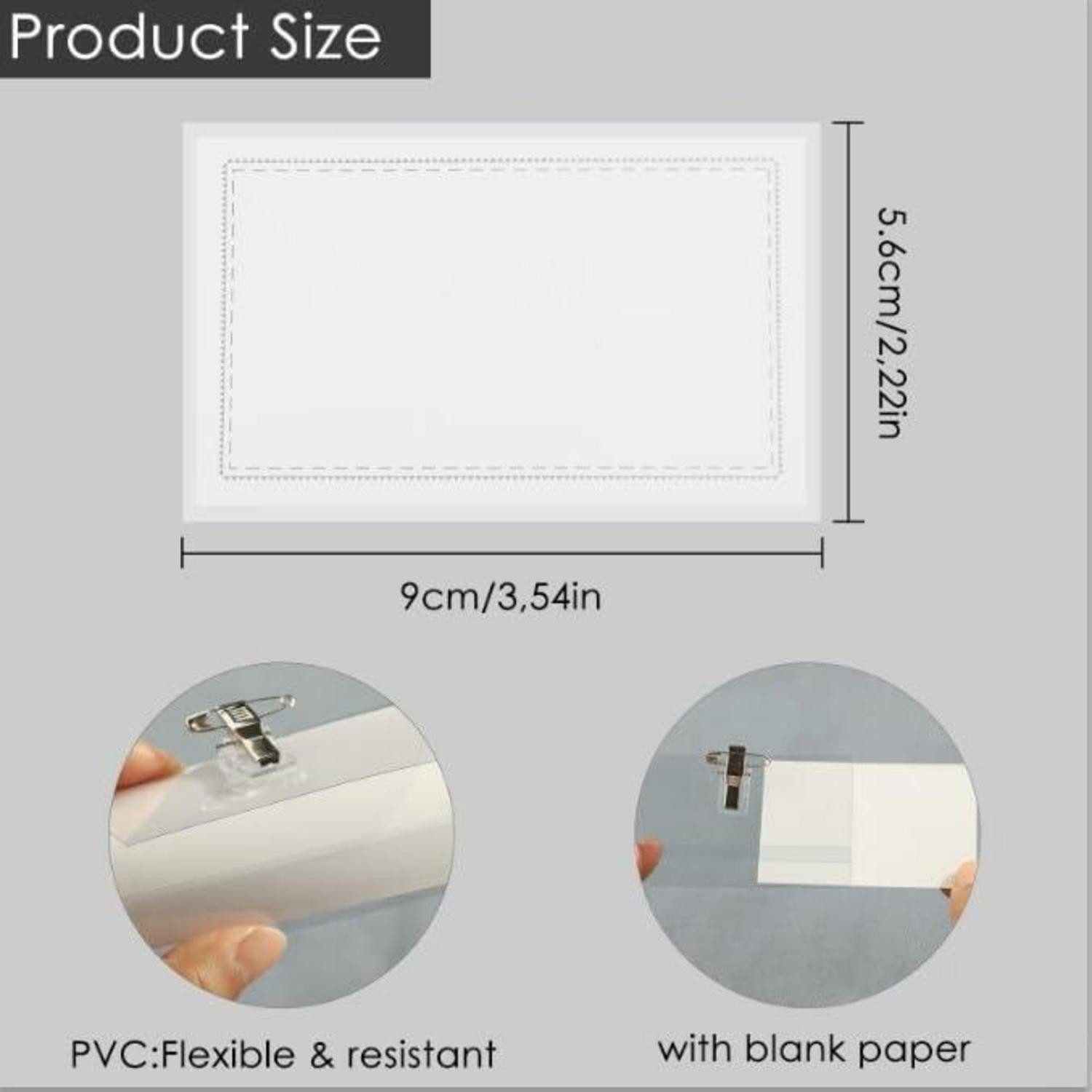 Jogoico Startnummern Namensschilder 60 Stück PVC Ausweishalter mit Clip 90 x 56 mm