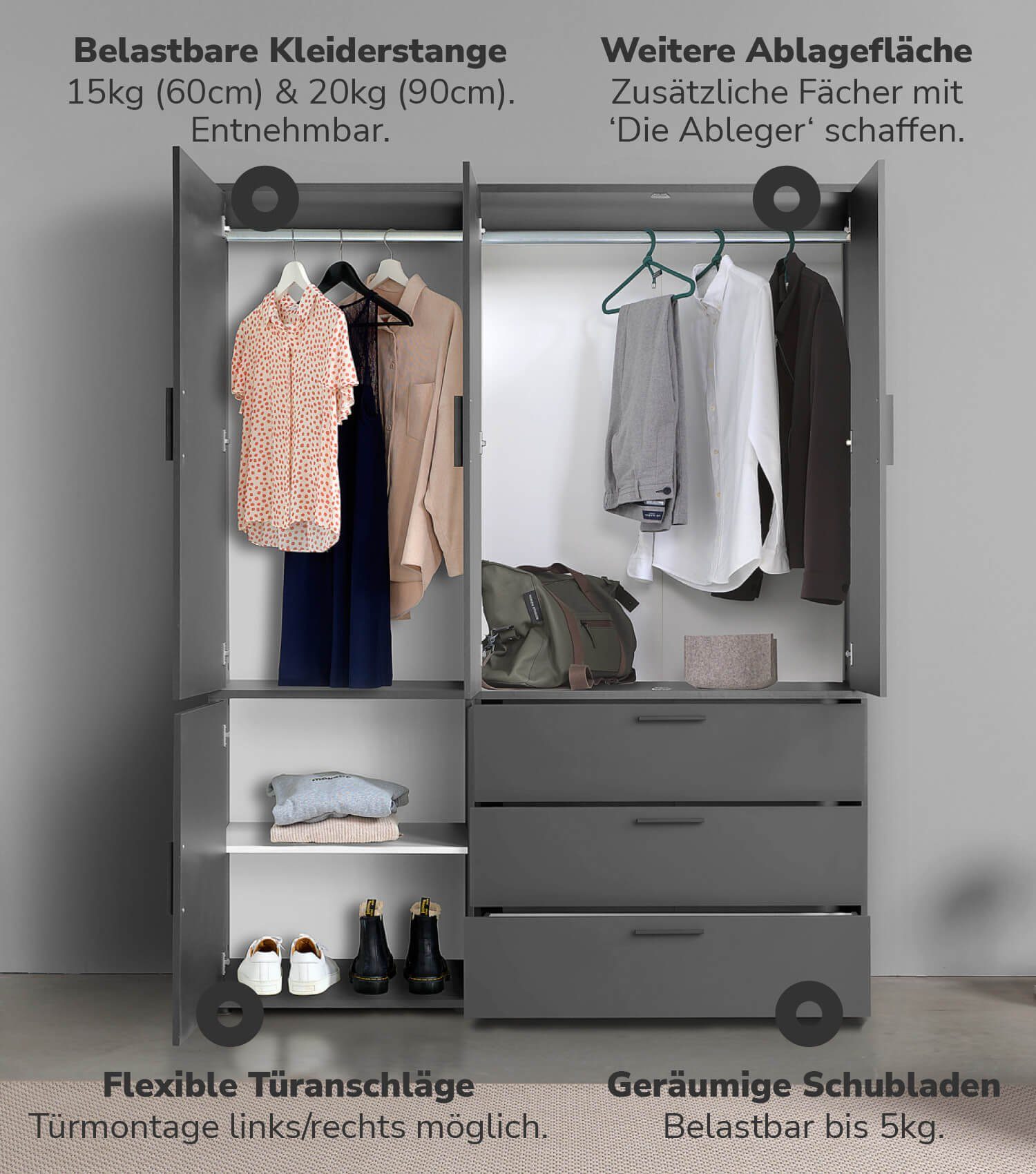 mokebo Kleiderschrank Der Grenzenlose (4-Türig & günstig online kaufen
