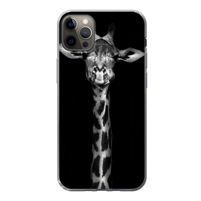 MuchoWow Handyhülle Giraffe - Porträt - Tiere - Schwarz - Weiß Handyhülle Apple iPhone 13 Pro Max Smartphone-Bumper Print Handy