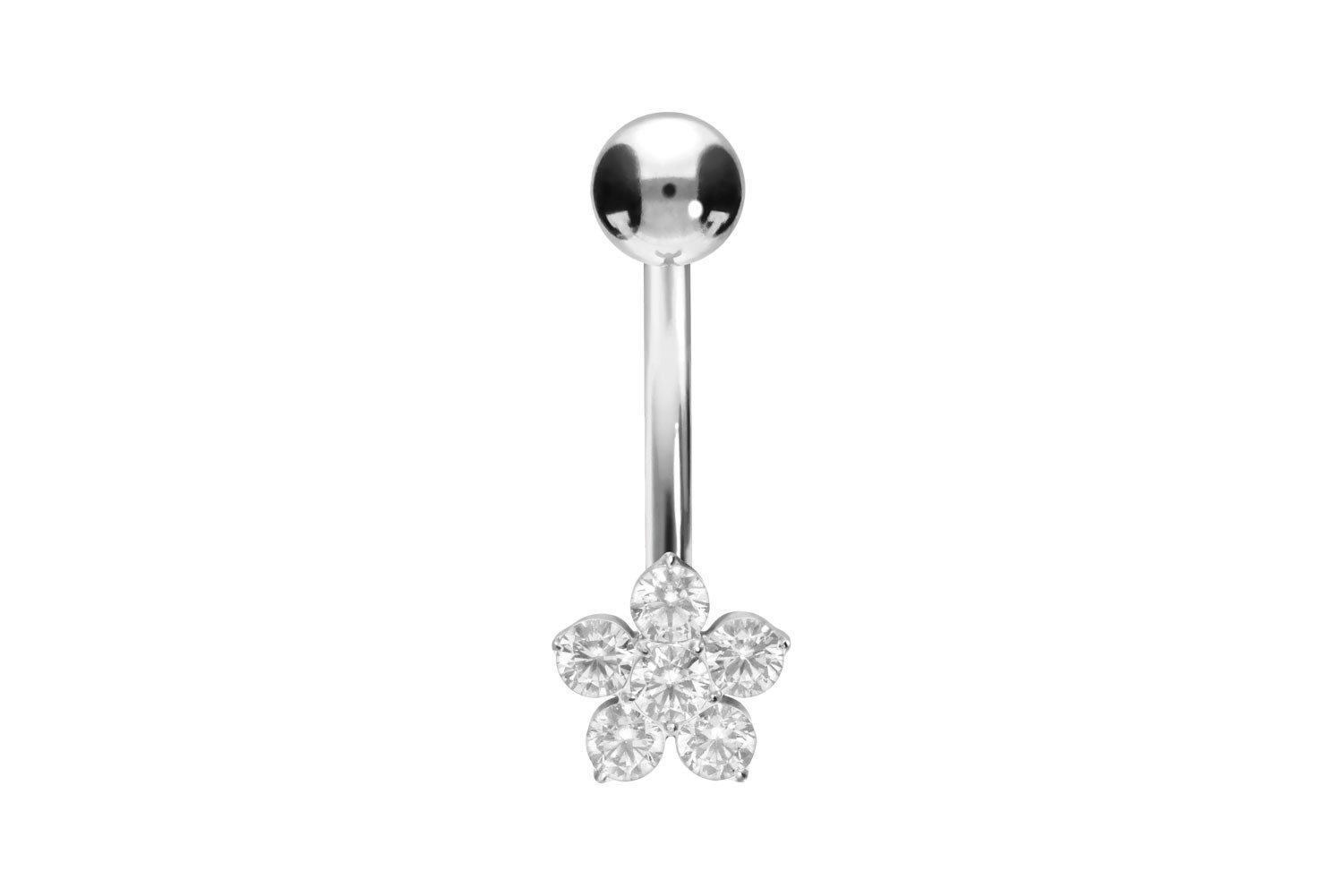 Bauchnabelpiercing Titan Bananabell mit Innengewinde KRISTALLBLUME
