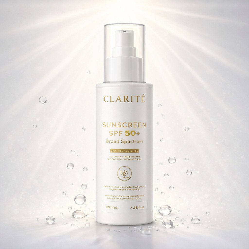 CLARITÉ Sonnenschutzcreme CLARITÉ Sunscreen SPF 50 Gesichtssonnencreme mit Hyaluron & Panthenol, SPF 50 Sonnenschutzpflege für Gesicht & Hals