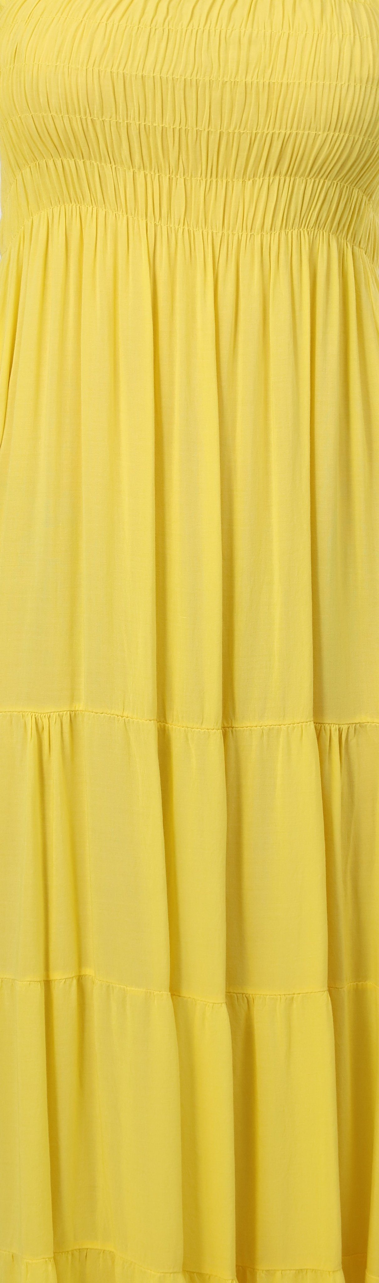 more than Sommerkleid gelb Strandkleid fashion 4635 malito figurumspielendes Einheitsgröße Bandeaukleid