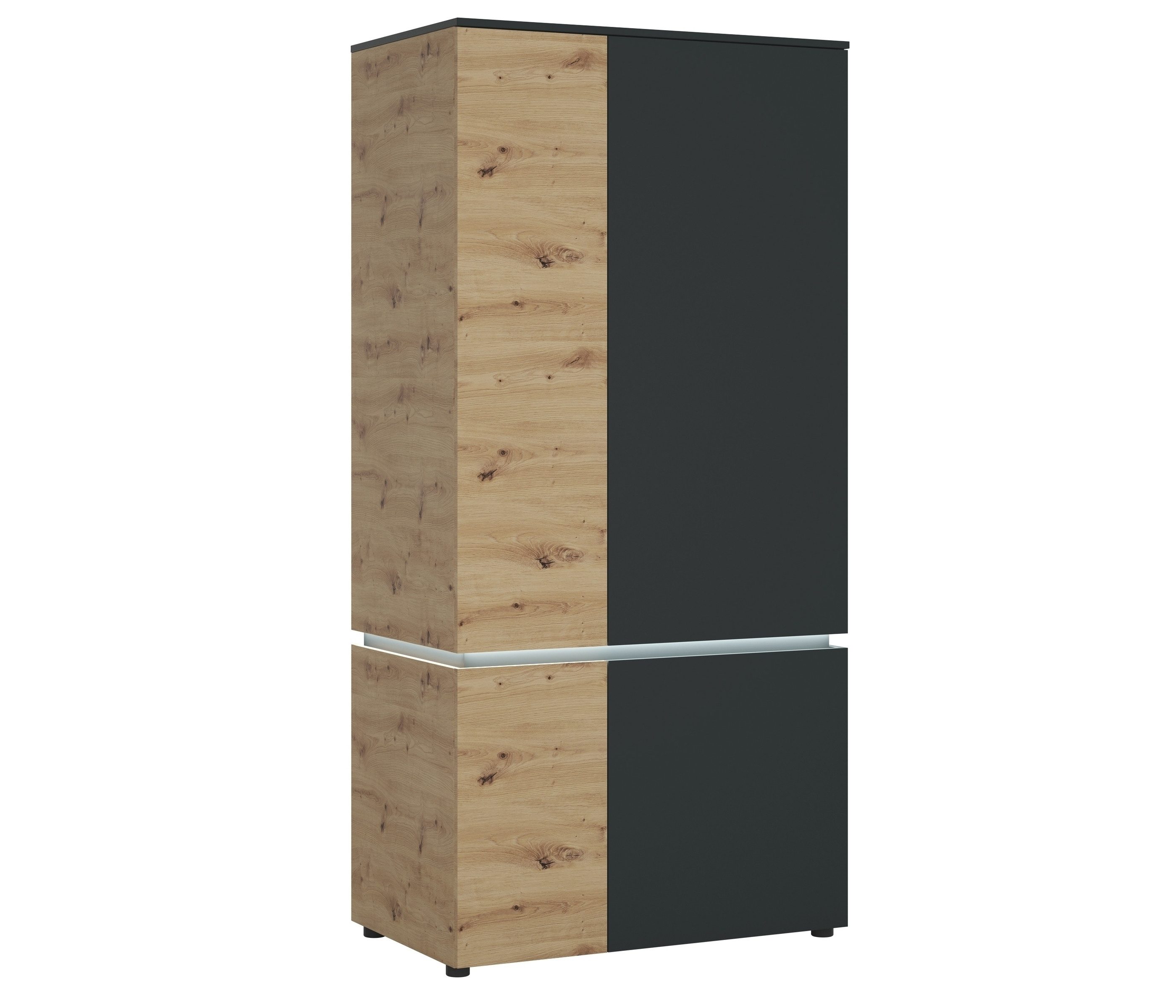 freiraum Drehtürenschrank LUCI 1 Stange, 4 Böden, Artisan Eiche Dekor / grau - 95x199x58cm (BxHxT)